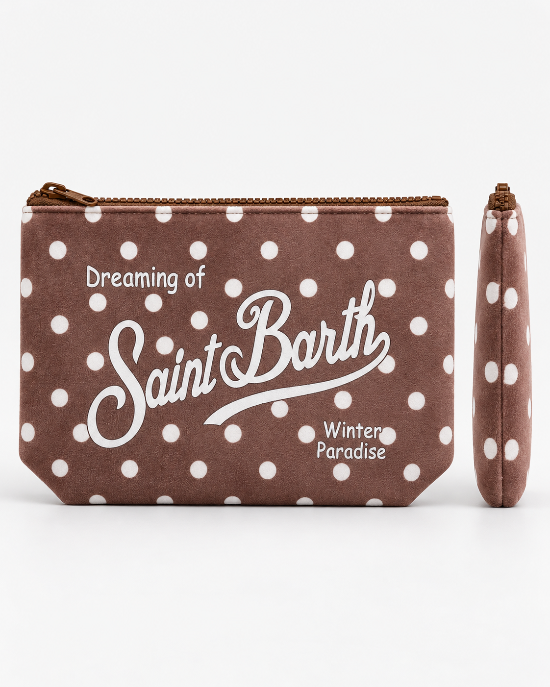 MC2 Saint Barth Pochette Donna Aline Marrone a Pois Bianchi