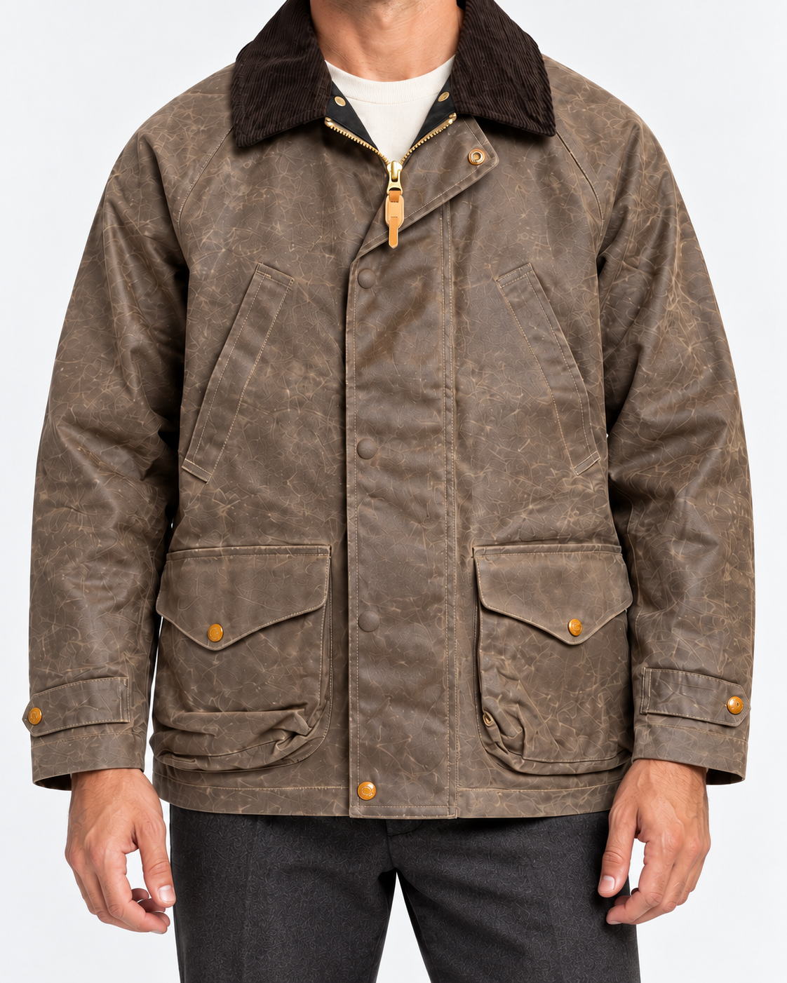 Manifattura Ceccarelli Giubbotto Uomo Dark Tan con Collo in Velluto