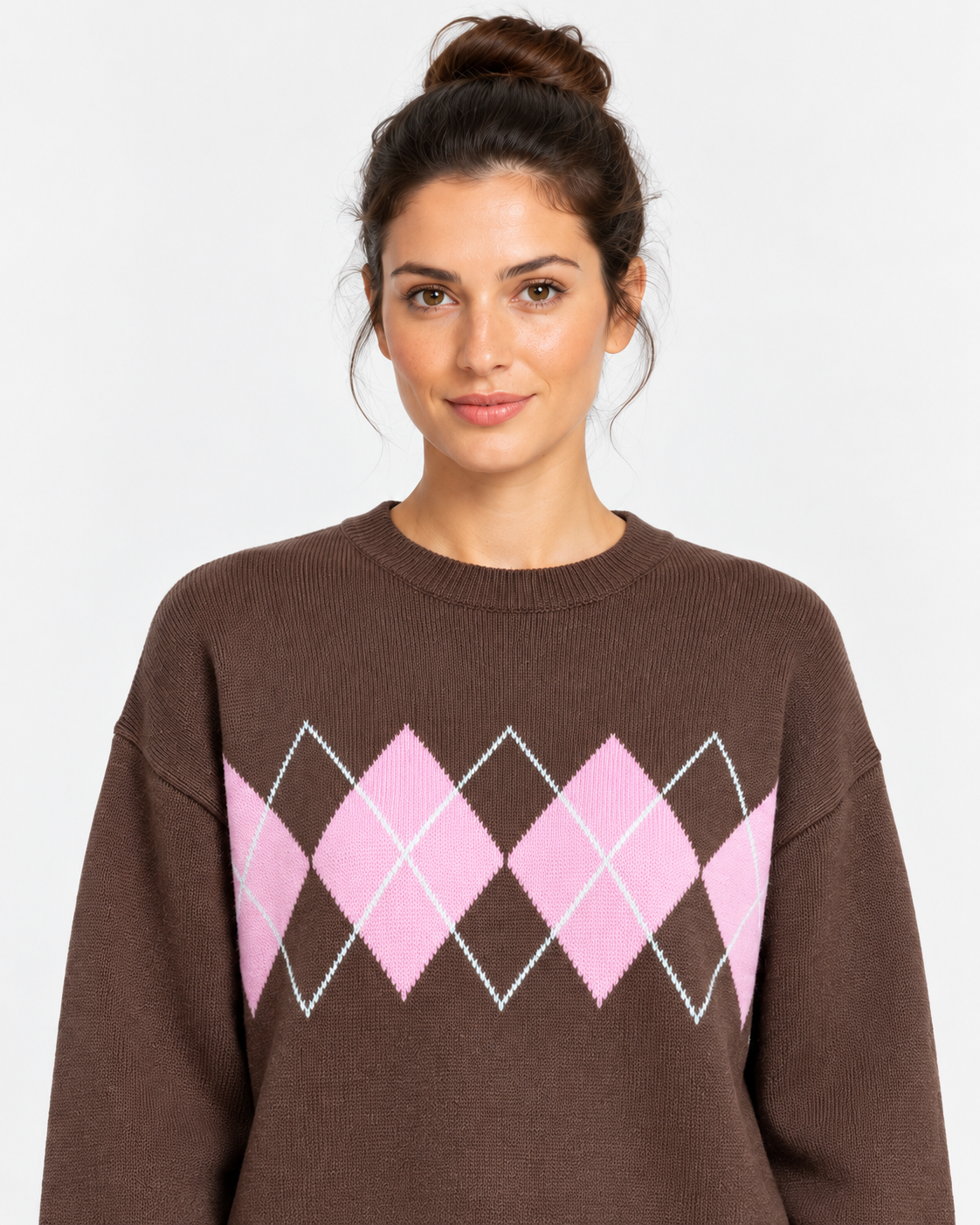 MC2 Saint Barth Maglia Donna Tessa Argyle Marrone a Rombi