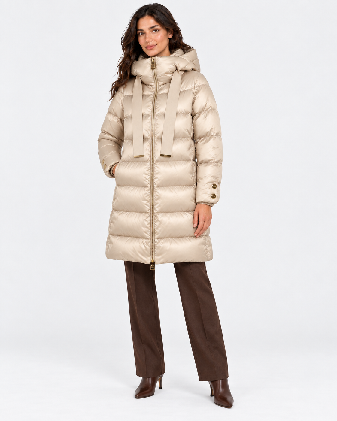 Herno Piumino donna A-shape in satin Chantilly