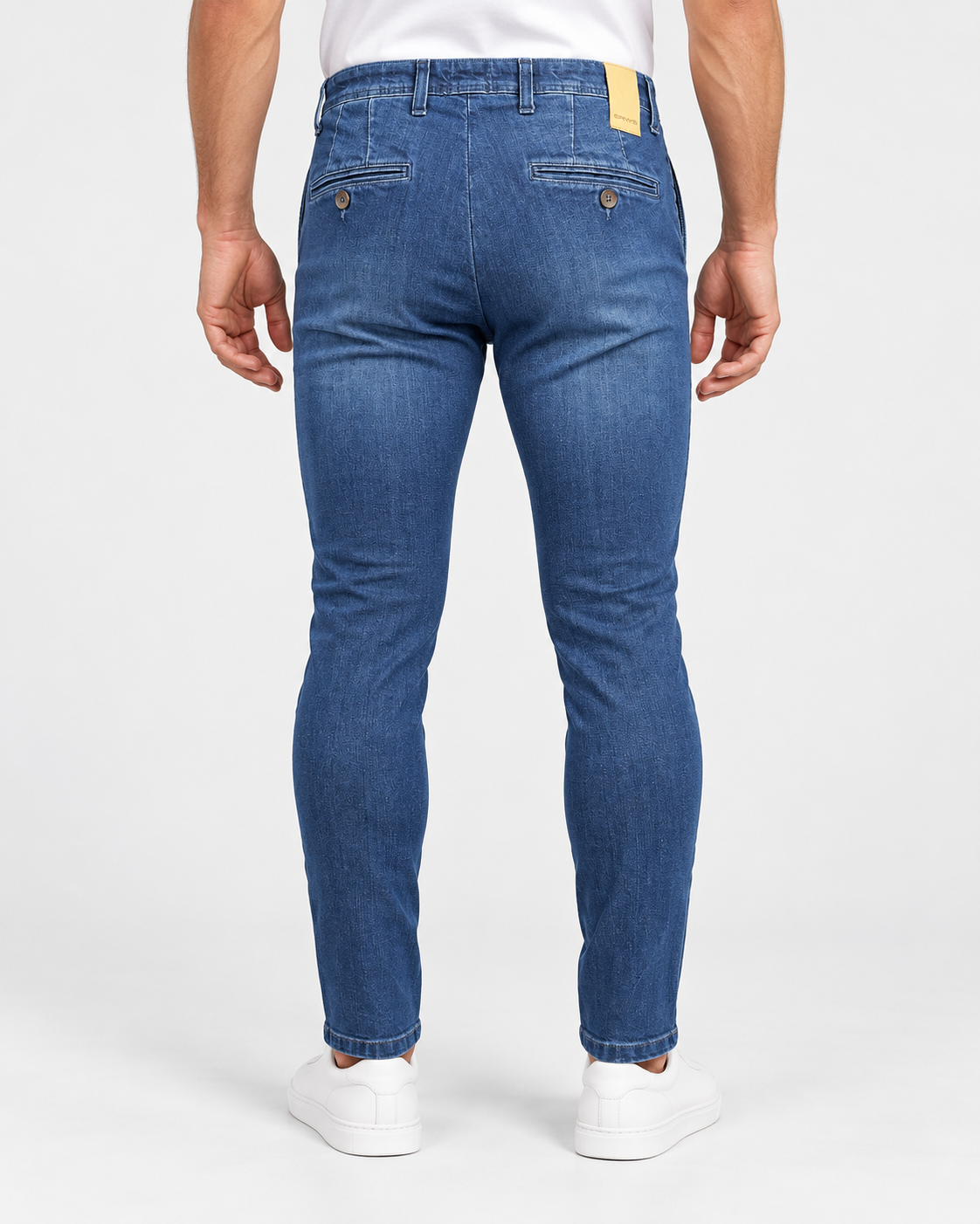 Ernys Jeans uomo blu in cotone stretch con tasca America