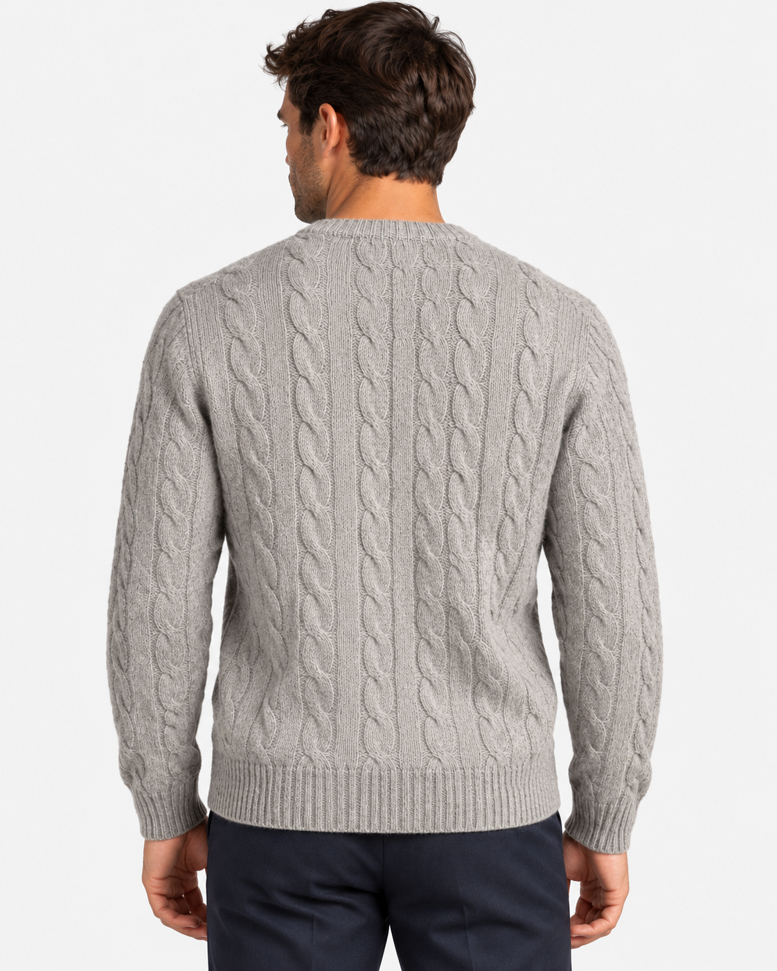 Polo Ralph Lauren Maglia Uomo Grigia in Lana e Cashmere a Trecce
