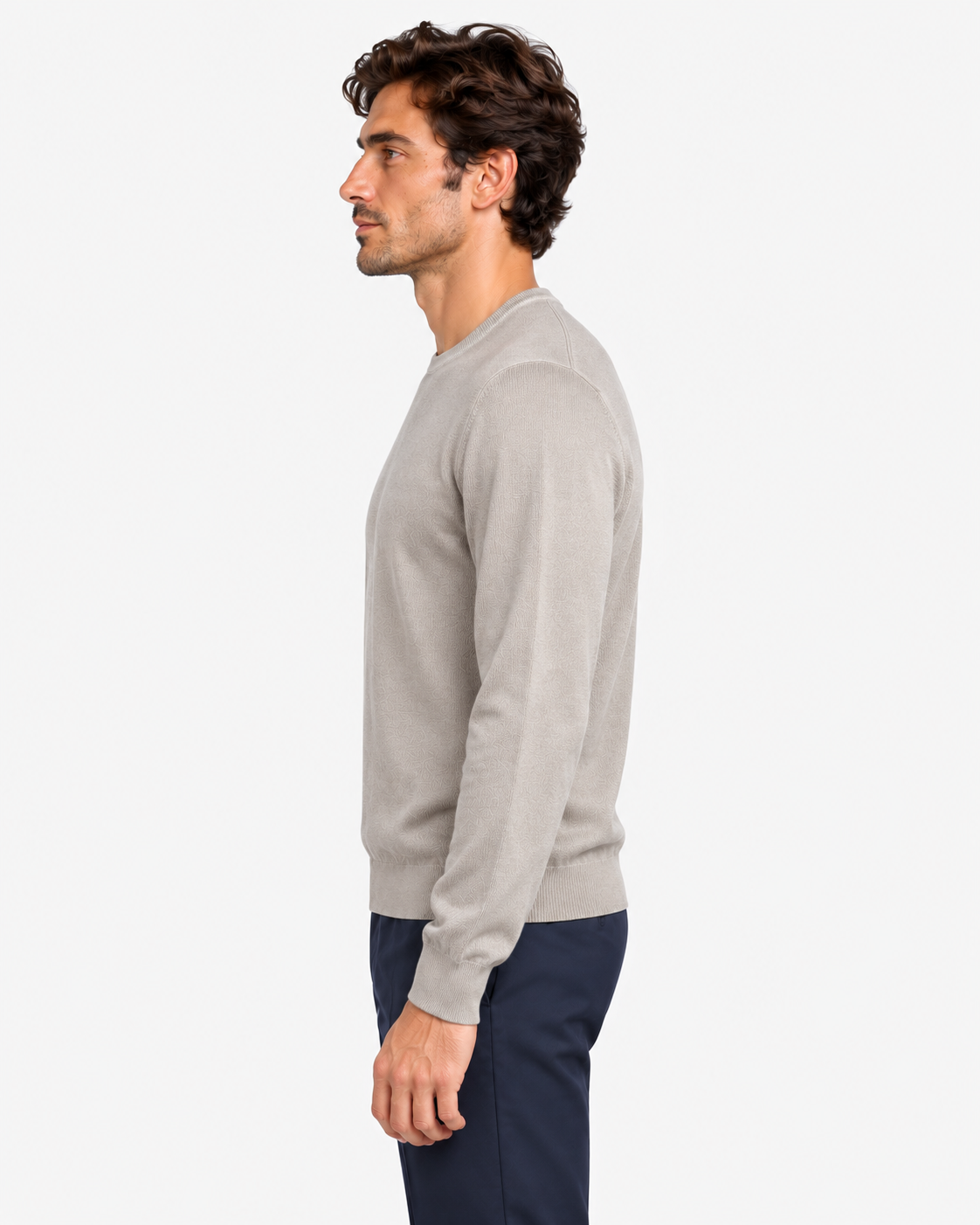 Gran Sasso Maglia Uomo Girocollo in Lana Grigio