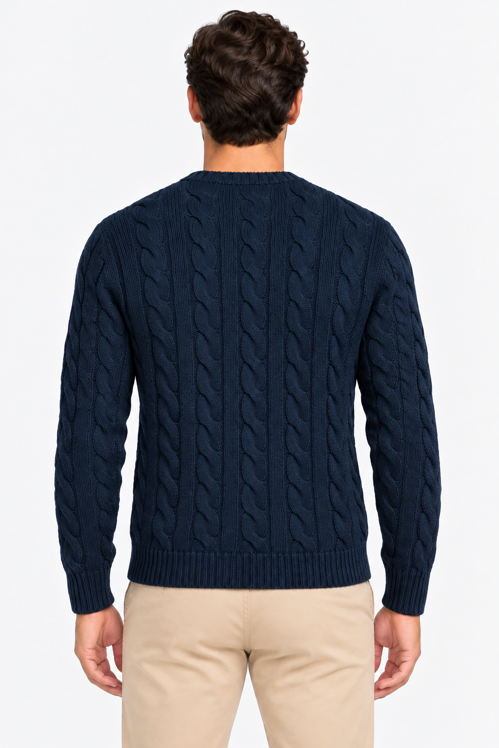 Polo Ralph Lauren Maglia Uomo a Trecce Navy in Cotone