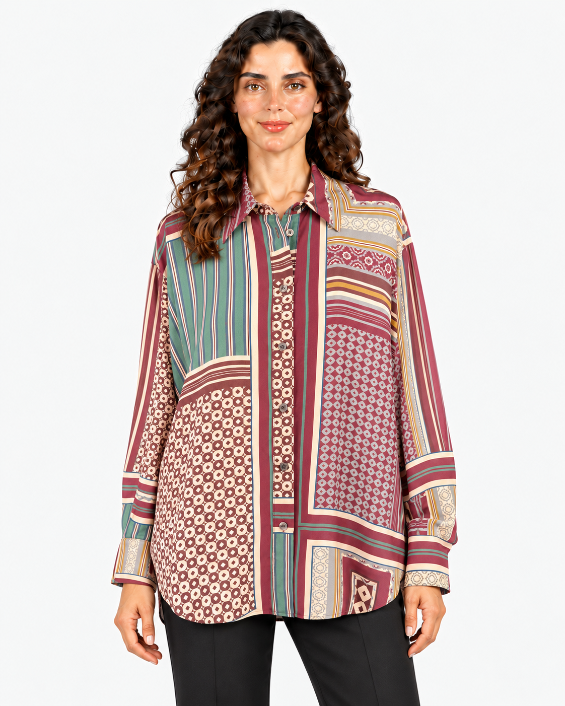 Imperial Camicia Donna Beige Bordeaux Fantasia