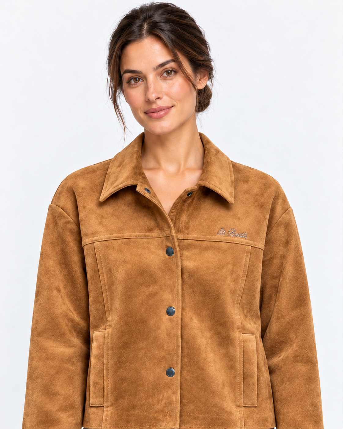 MC2 Saint Barth Giacca Camicia Donna Veyra Effetto Suede Cammello