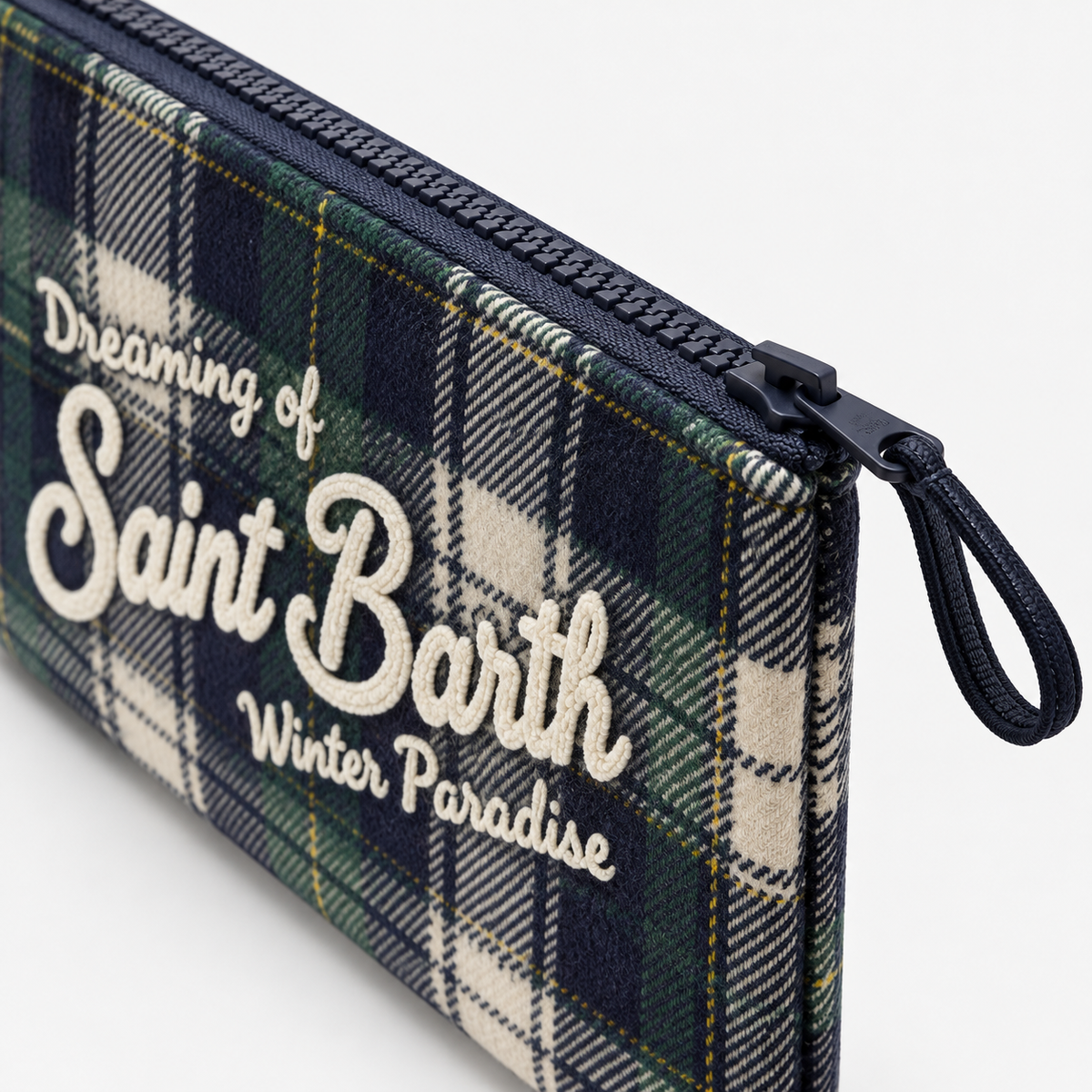 MC2 Saint Barth Pochette Uomo Aline Wool Tartan Blu e Verde