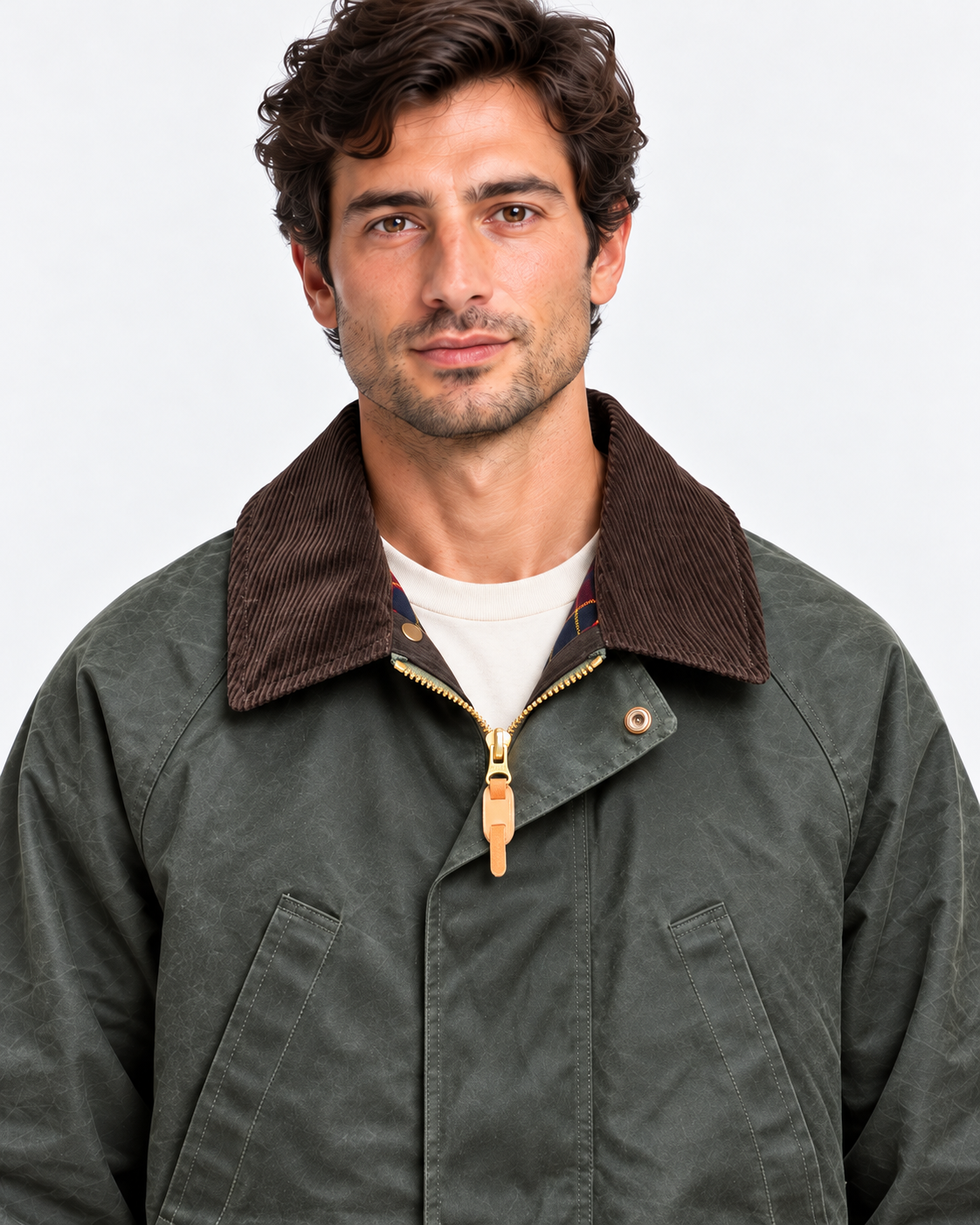 Manifattura Ceccarelli Giubbotto Uomo Dark Green con Collo in Velluto