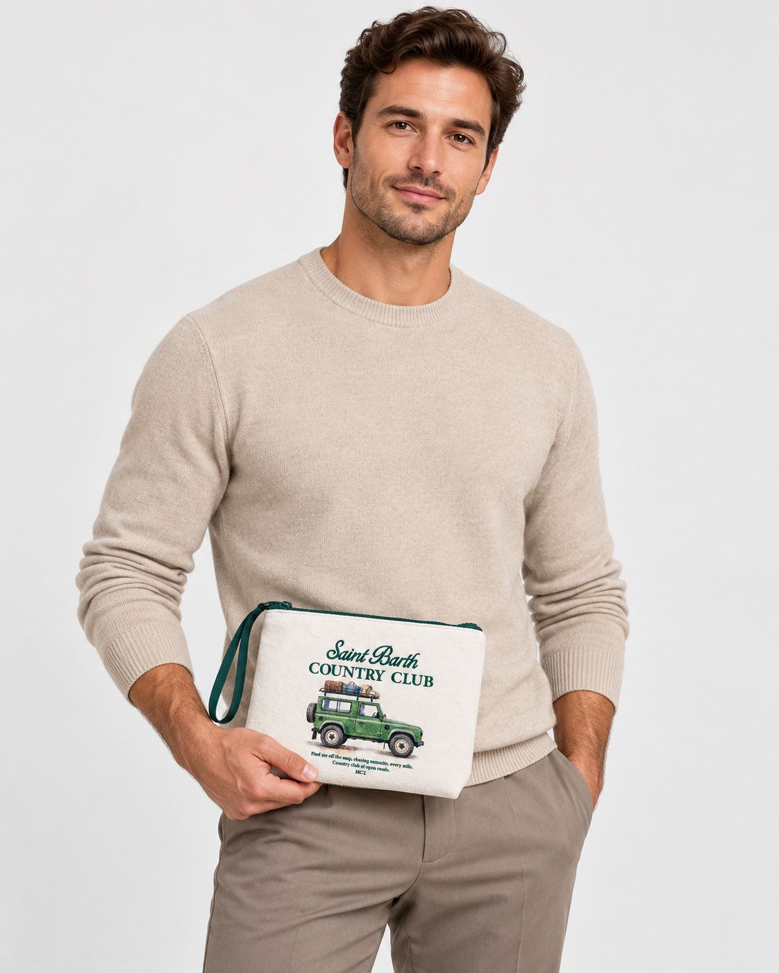 MC2 Saint Barth Pochette Uomo Aline Country Roads Panna e Verde