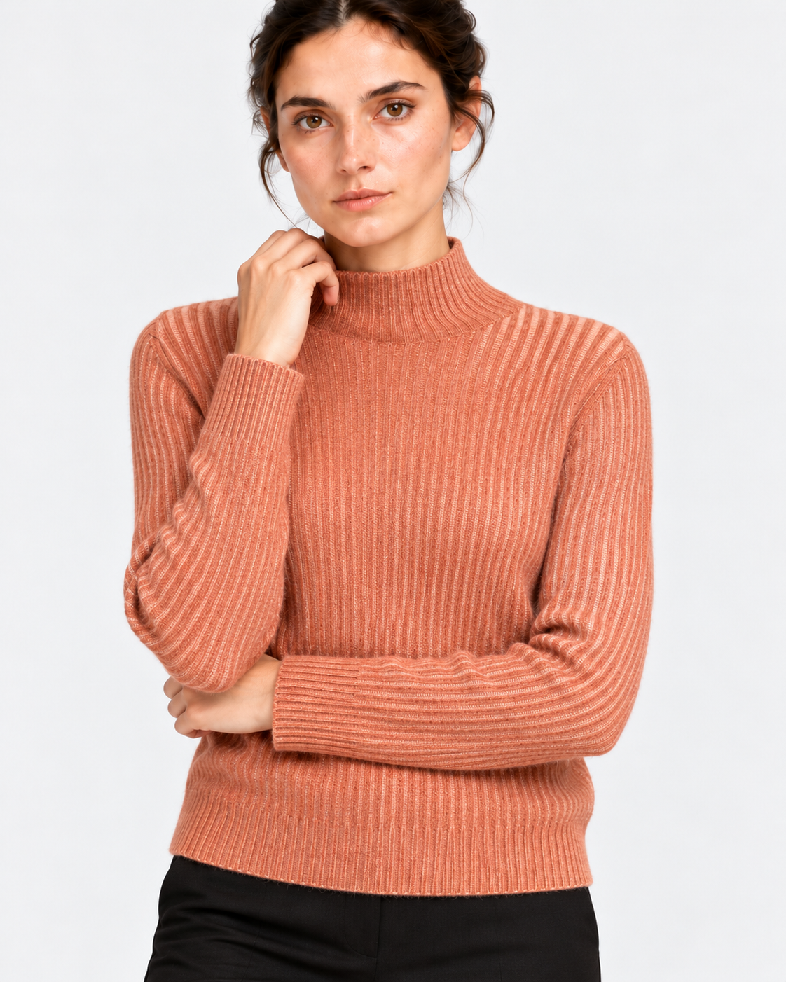 Gran Sasso Maglia Lupetto Donna Terracotta in Puro Cashmere