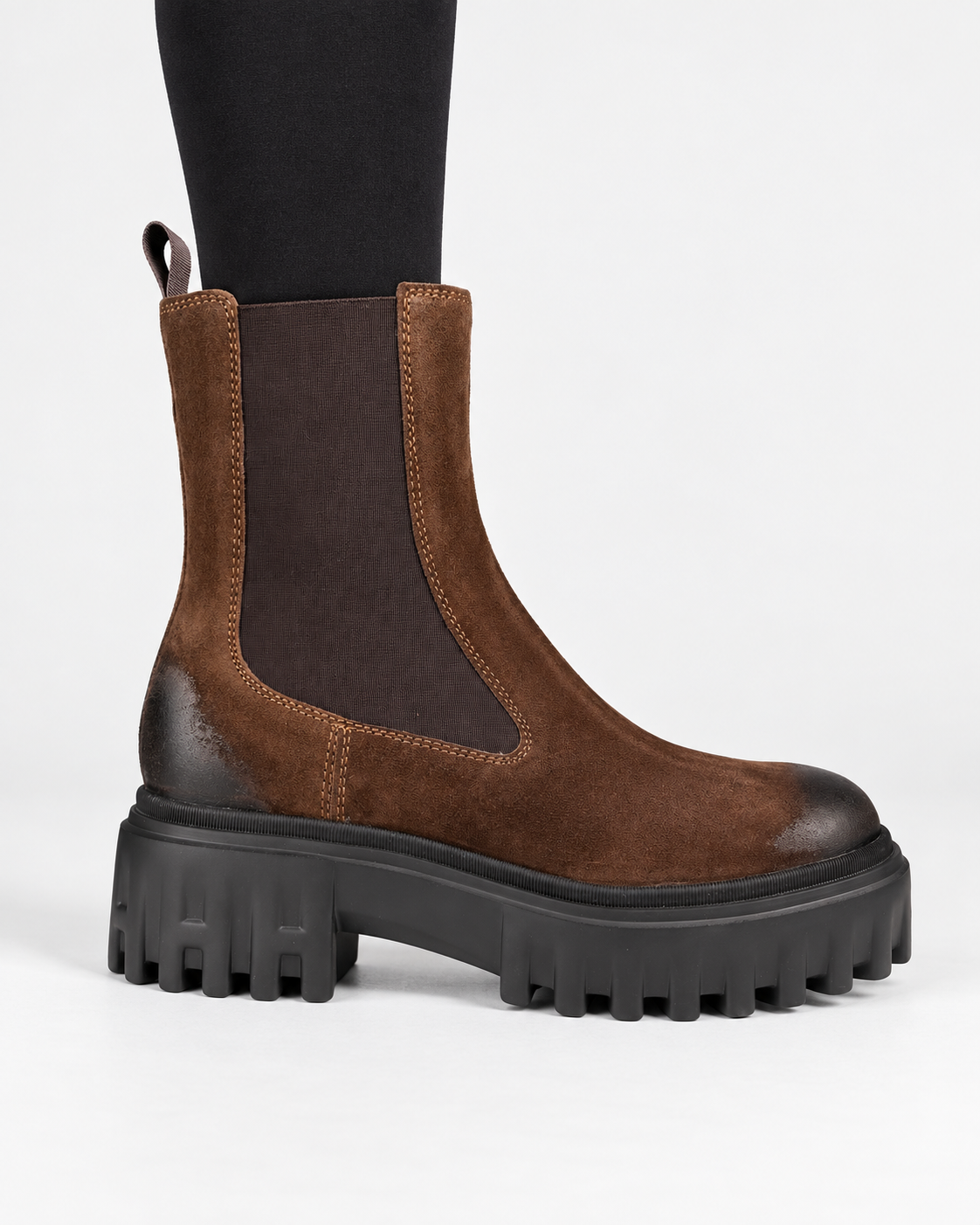 Hogan H700 Chelsea Boots Donna Marrone in Pelle Scamosciata
