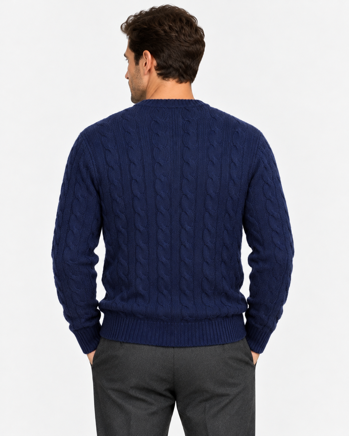 Polo Ralph Lauren Maglia Uomo Navy in Lana e Cashmere a Trecce