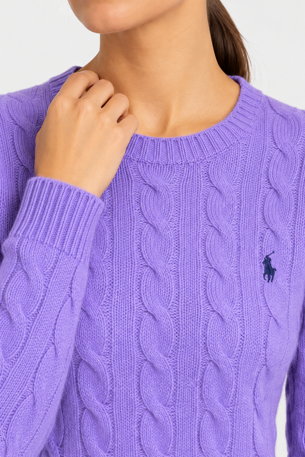 polo ralph lauren Maglione donna girocollo in lana e cashmere a trecce