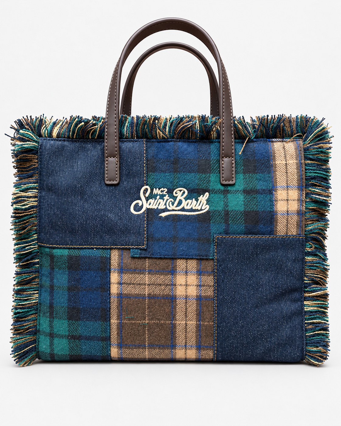 MC2 Saint Barth Borsa Donna Colette Patchwork Tartan Blu