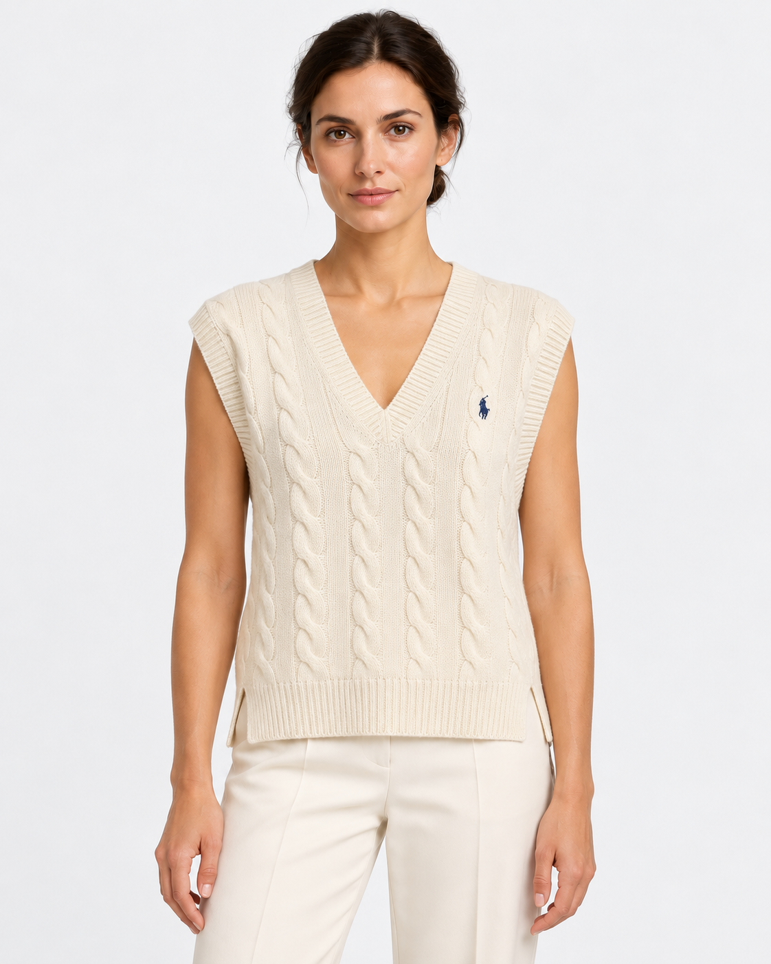 polo ralph lauren Gilet in maglia di lana e cashmere a trecce