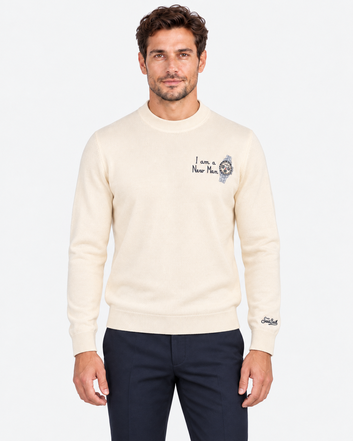 MC2 Saint Barth Maglia Uomo Night Bluewatch New Man Panna