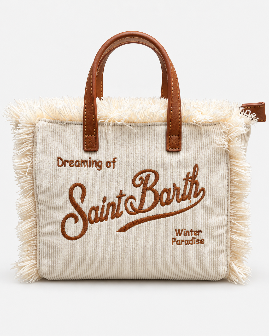 MC2 Saint Barth Borsa Donna Vanity Mini in Velluto a Coste Panna