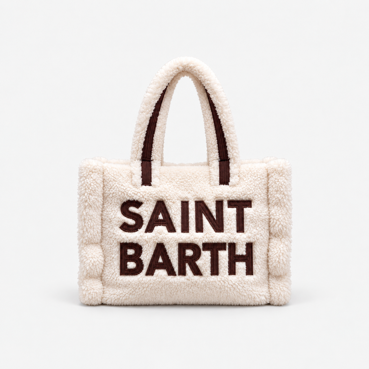 MC2 Saint Barth Borsa Donna Colette Teddy Panna con Logo Marrone