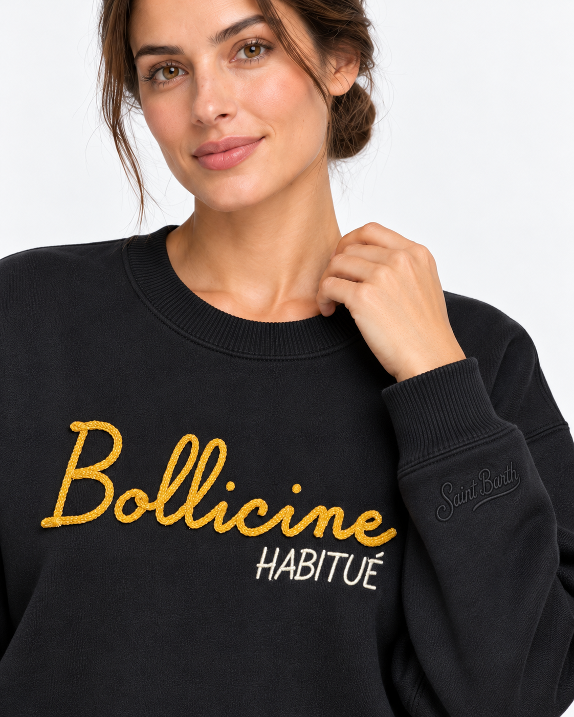 MC2 Saint Barth Felpa Donna Stardust Bollicine Habitué Nera in Cotone