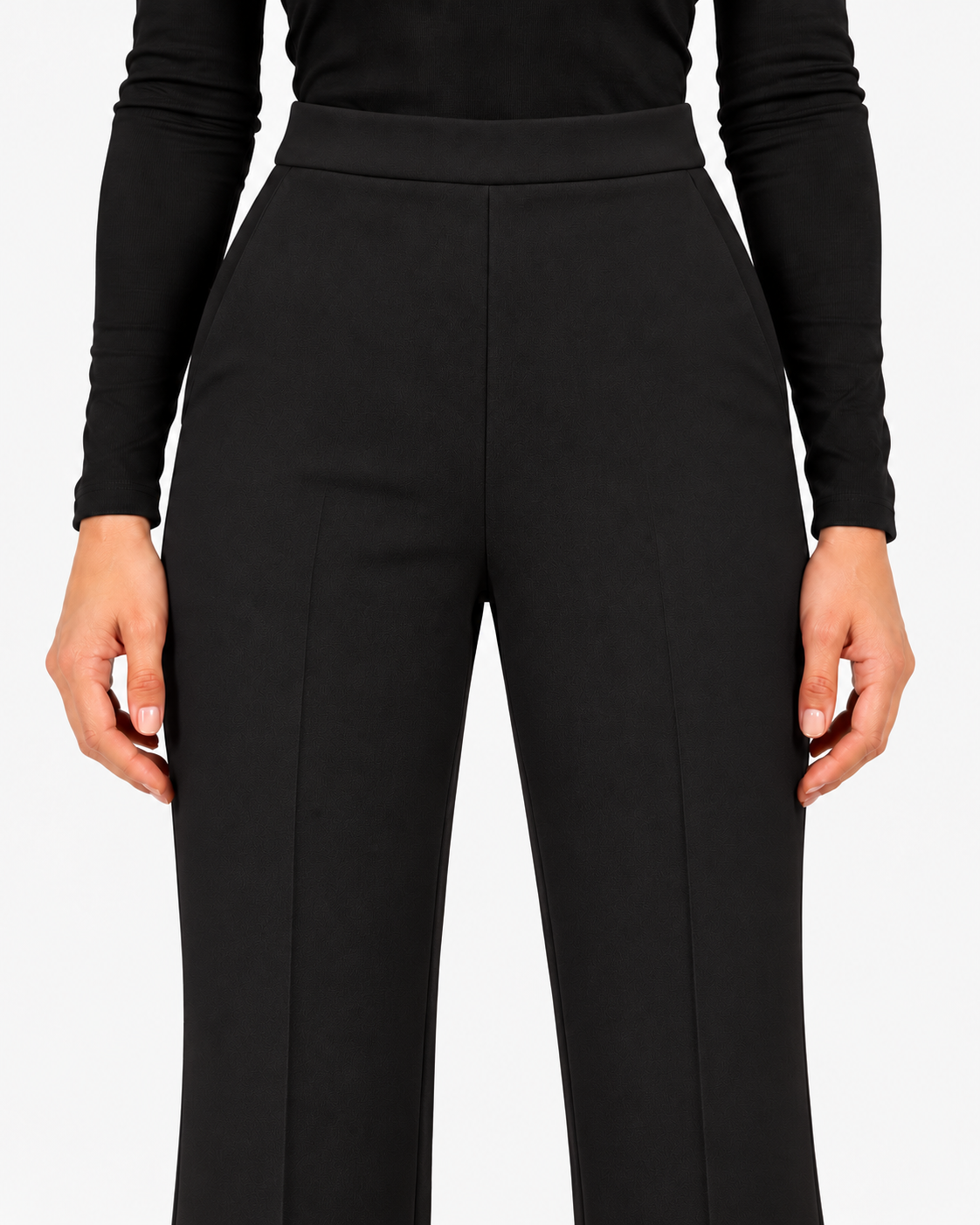 Imperial Pantalone Donna Nero a Vita Alta