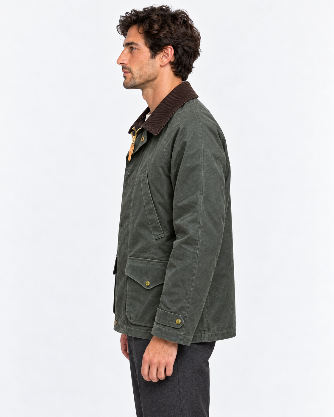 Manifattura Ceccarelli Giubbotto Uomo Dark Green con Collo in Velluto