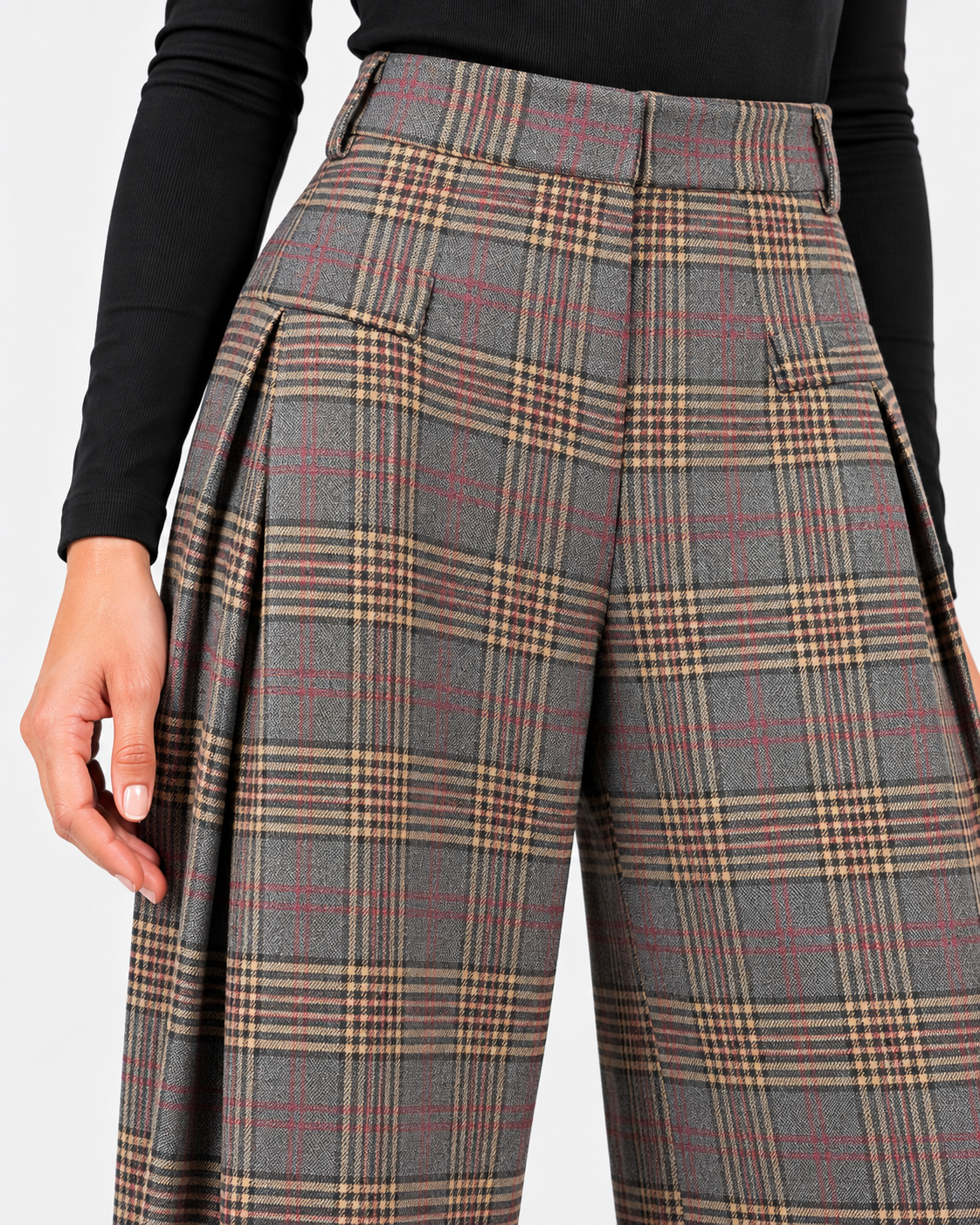 Imperial Pantalone Donna Grigio Cammello a Quadri