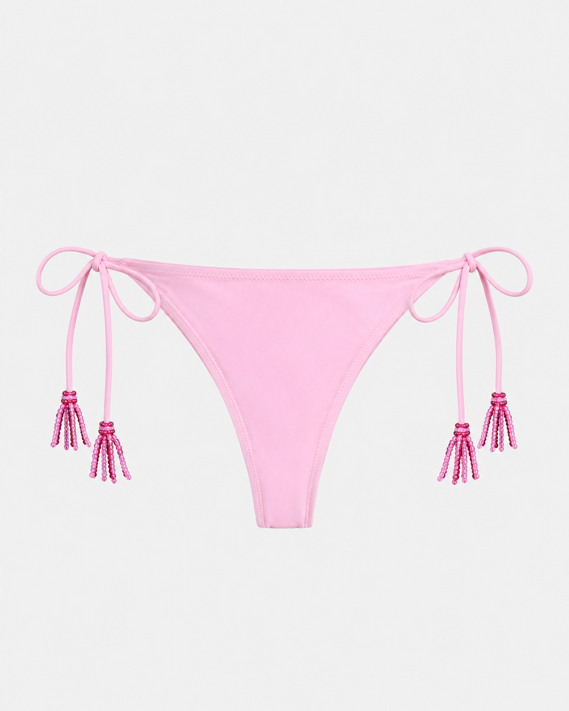 Bikini Maleah triangolo in tessuto rosa con perline