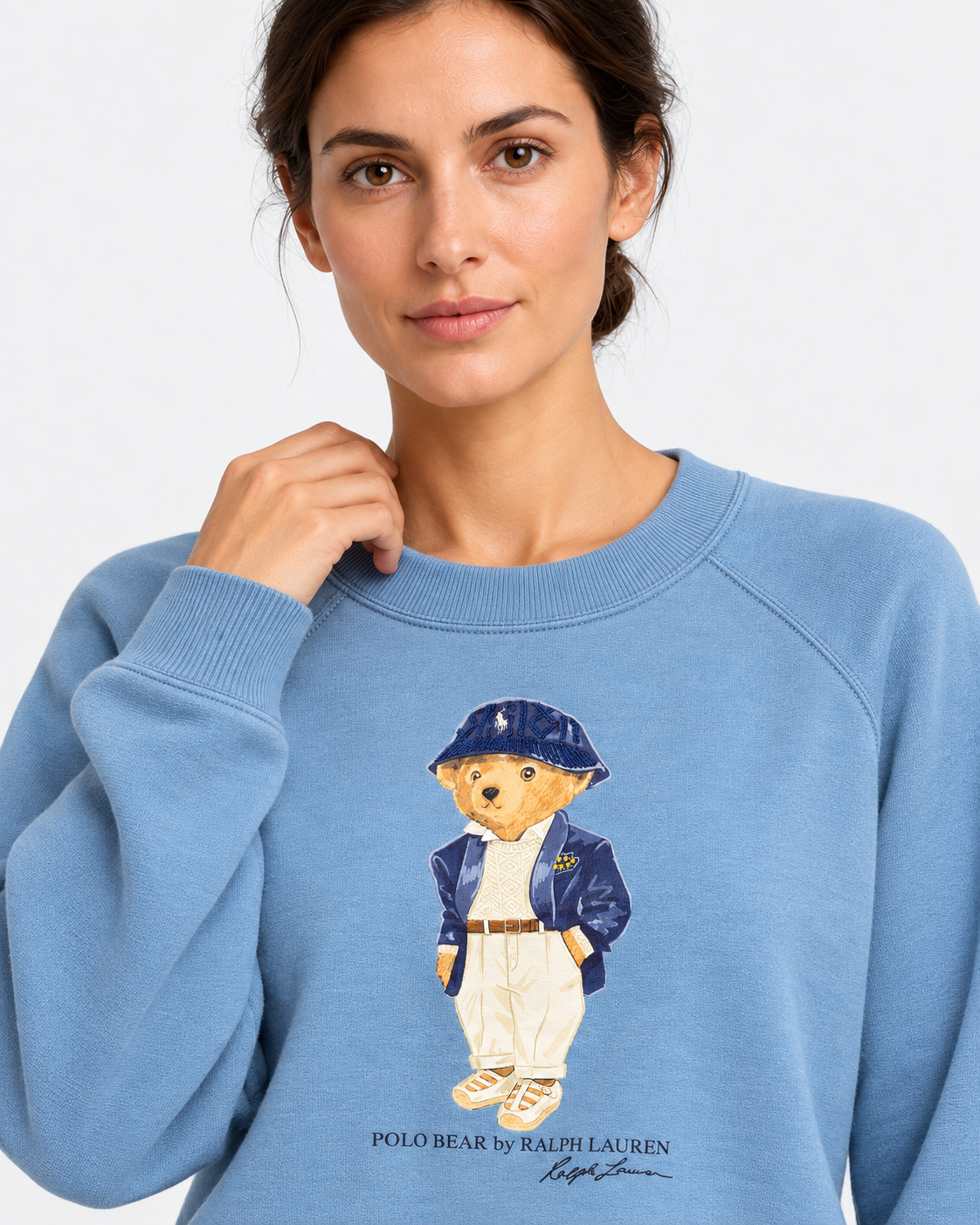 Polo Ralph Lauren Felpa Donna Polo Bear Girocollo Azzurra