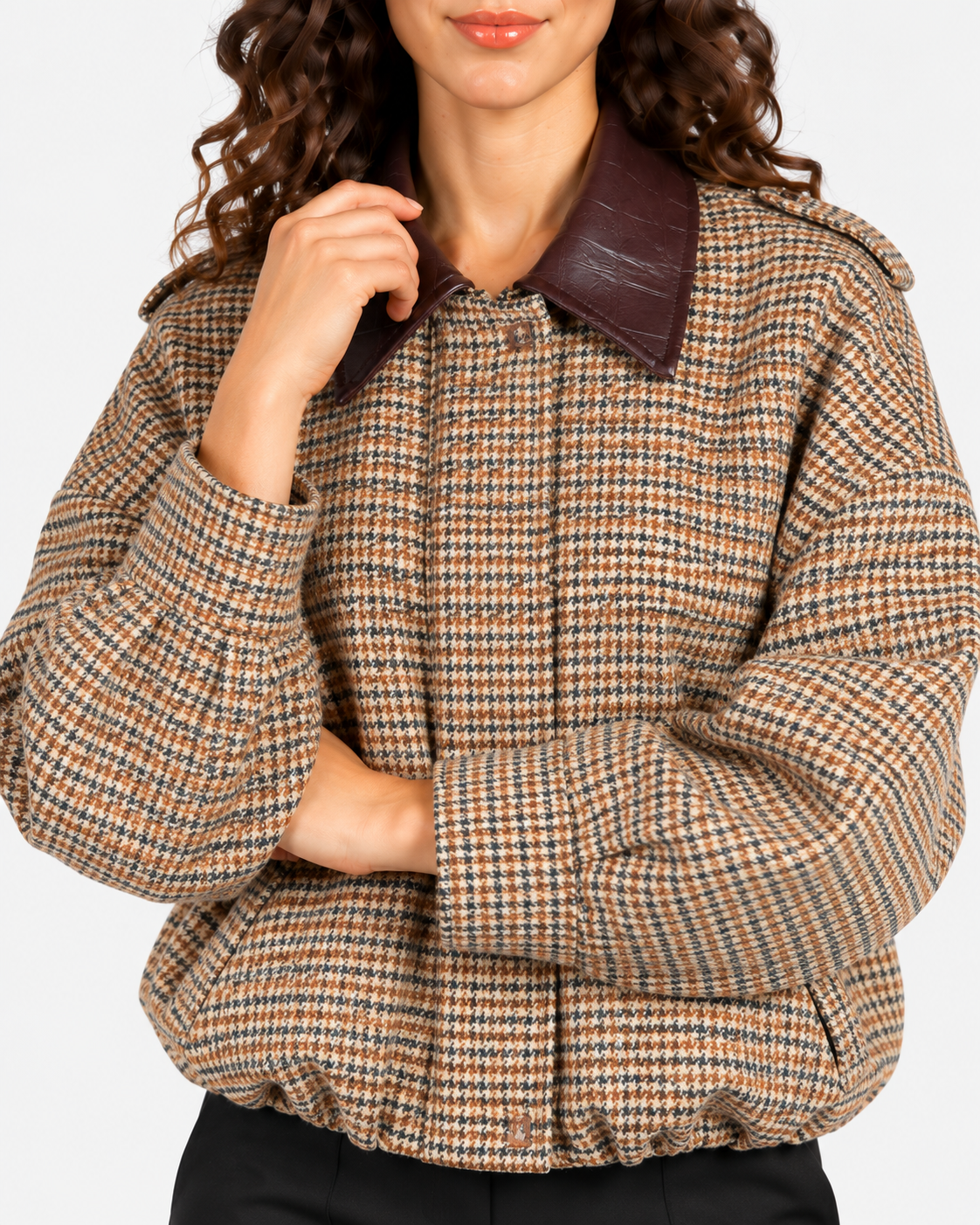 Imperial Giubbotto Donna a Quadri Beige e Cammello
