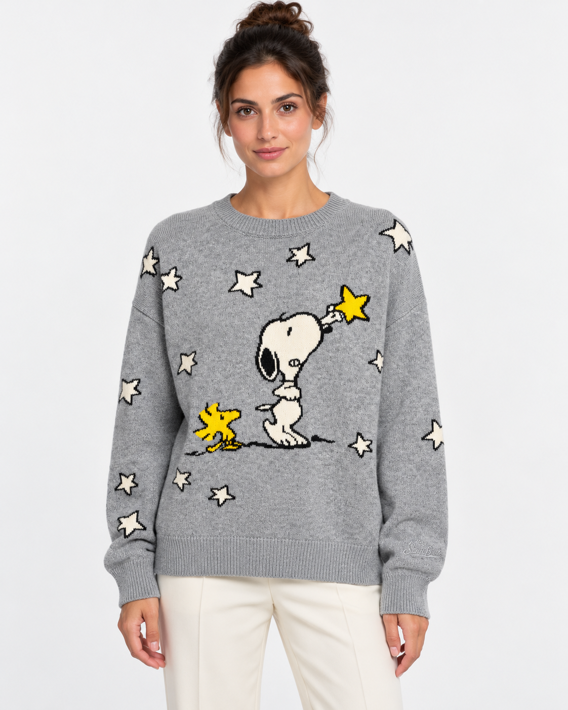 MC2 Saint Barth Maglia Donna Tessa Peanuts Grigia con Snoopy e Stelle