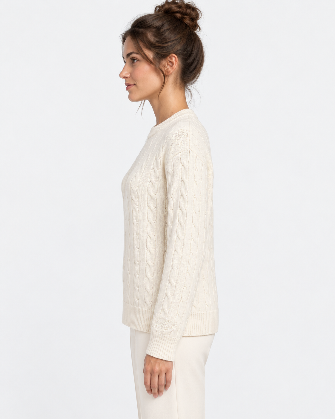 MC2 Saint Barth Maglia Donna Sorbonne in Lana a Trecce Avorio