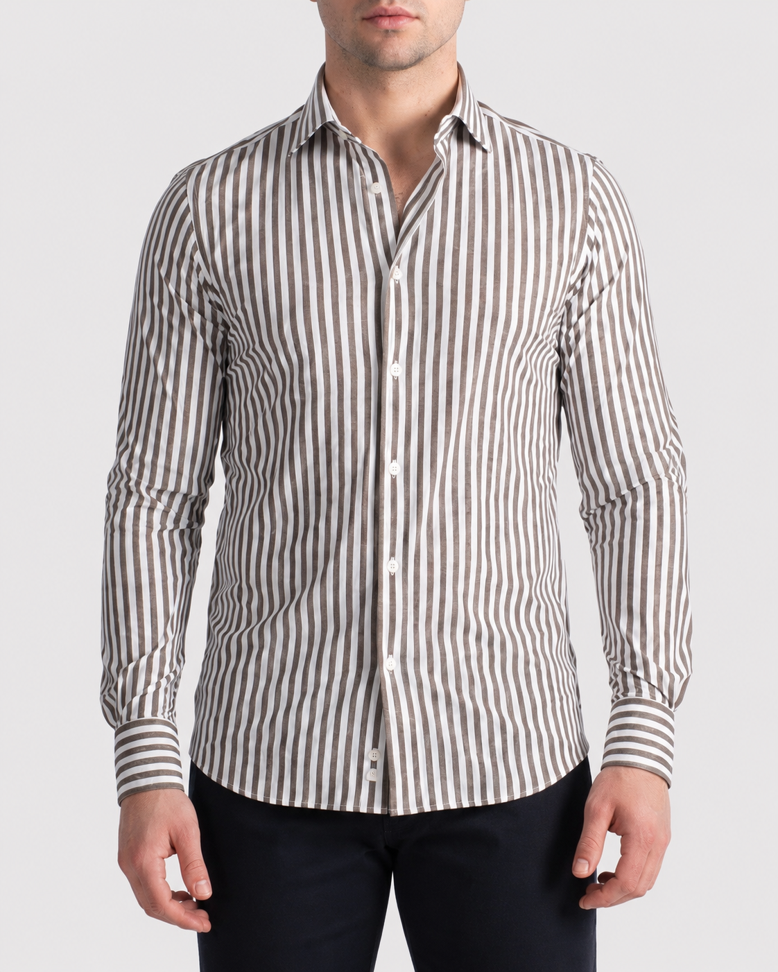 Camicia tecnica a righe brown