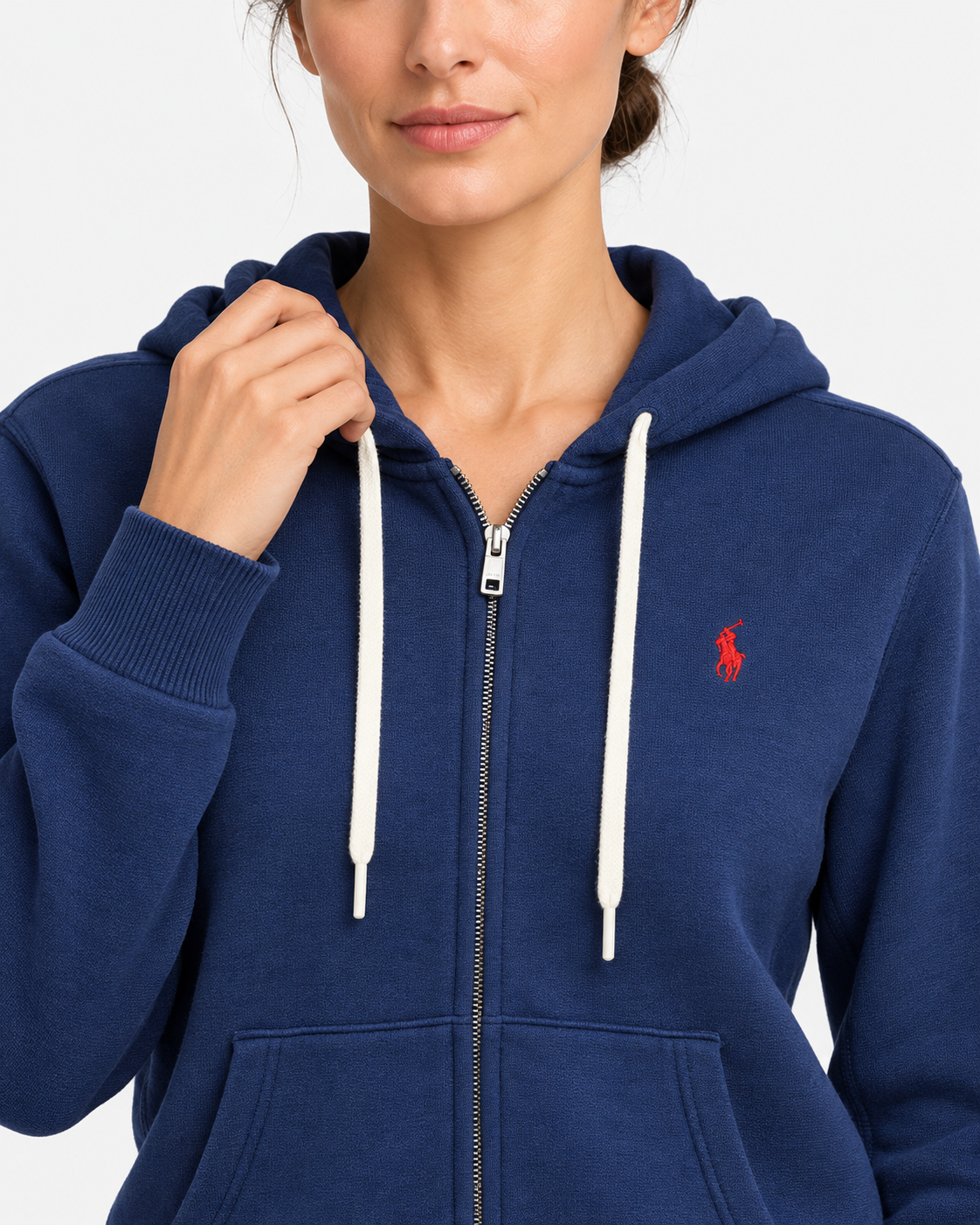 Polo Ralph Lauren Felpa Donna Blu con Cappuccio e Zip