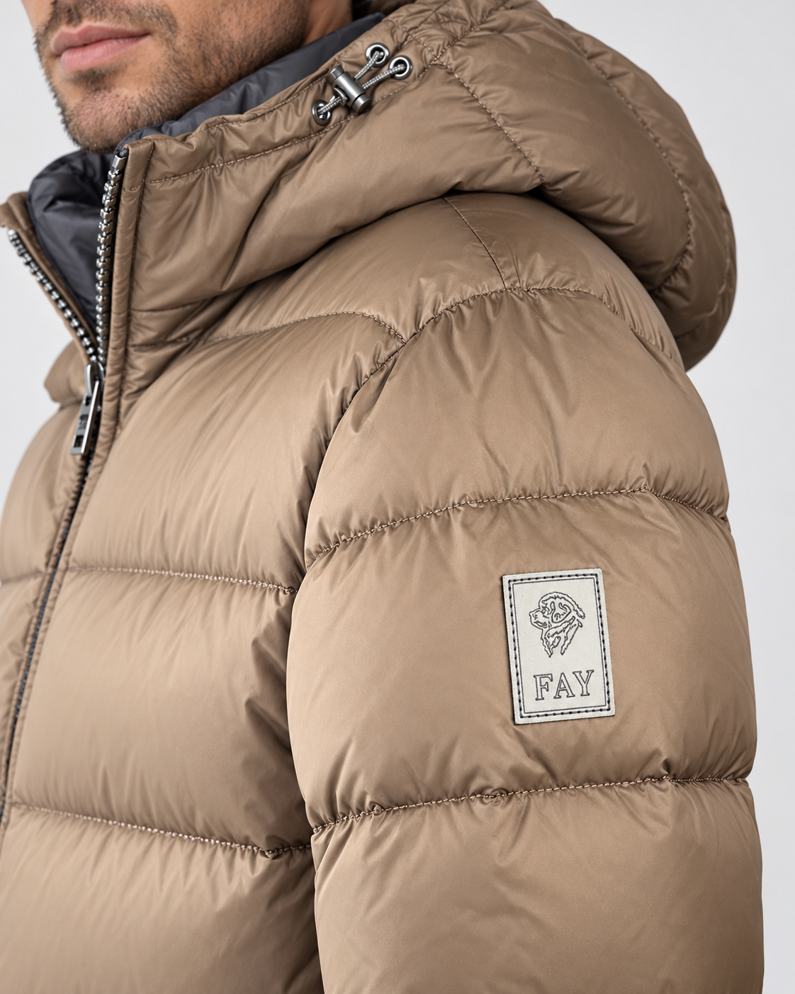 Fay Piumino uomo Double Front in nylon tortora