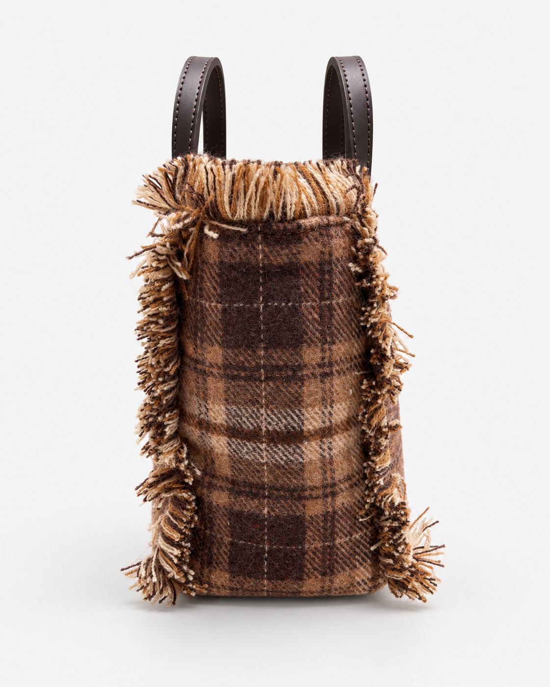 MC2 Saint Barth Borsa Donna Vanity Mini Tartan Marrone con Frange