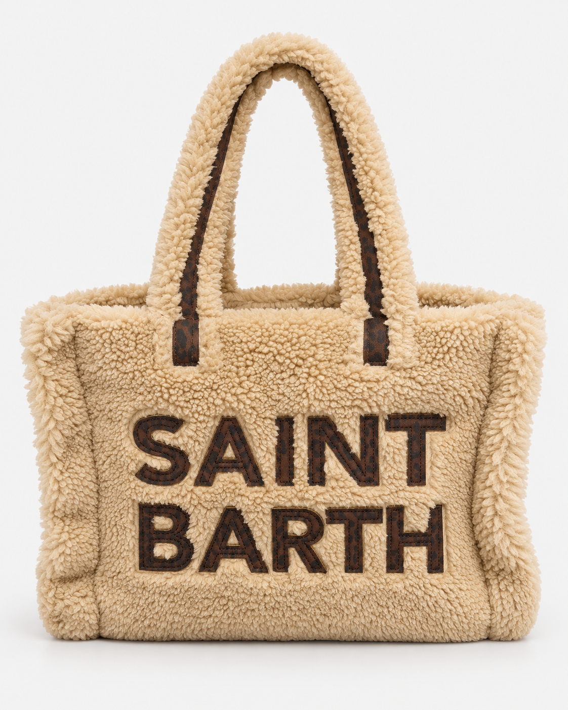 MC2 Saint Barth Borsa Donna Colette Teddy Beige Maxi Logo Leopard