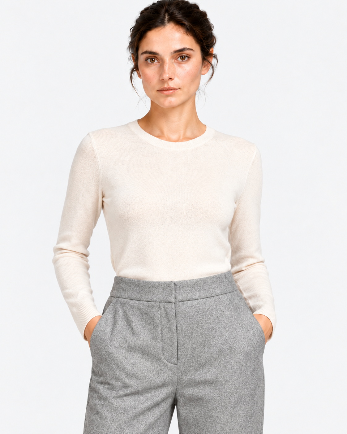 Gran Sasso Pantaloni Donna Grigi in Lana Vergine e Cashmere