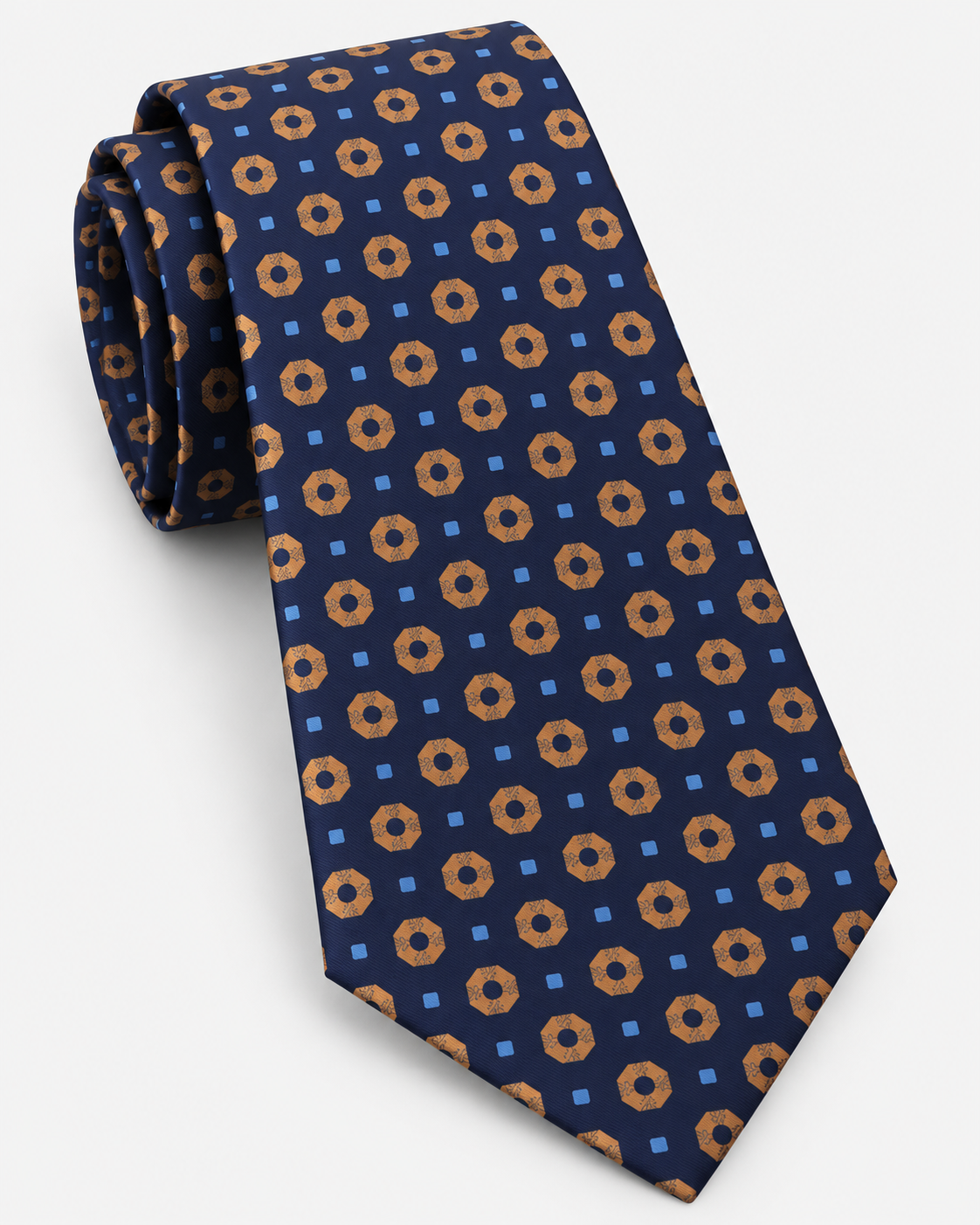 Fefè Cravatta Uomo in Seta Blu con Fantasia Geometrica