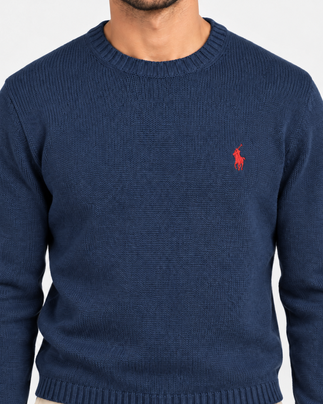 Polo Ralph Lauren Maglione Uomo Girocollo in Cotone Blu