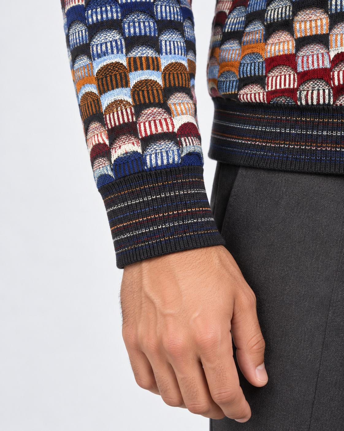 Lorenzoni Maglia girocollo uomo fantasia geometrica multicolore