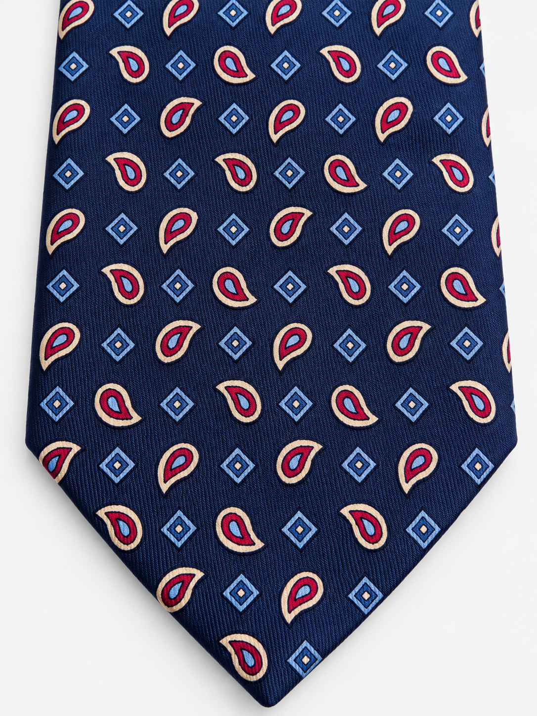 Fefè Cravatta Uomo in Seta Blu Navy con Fantasia Paisley