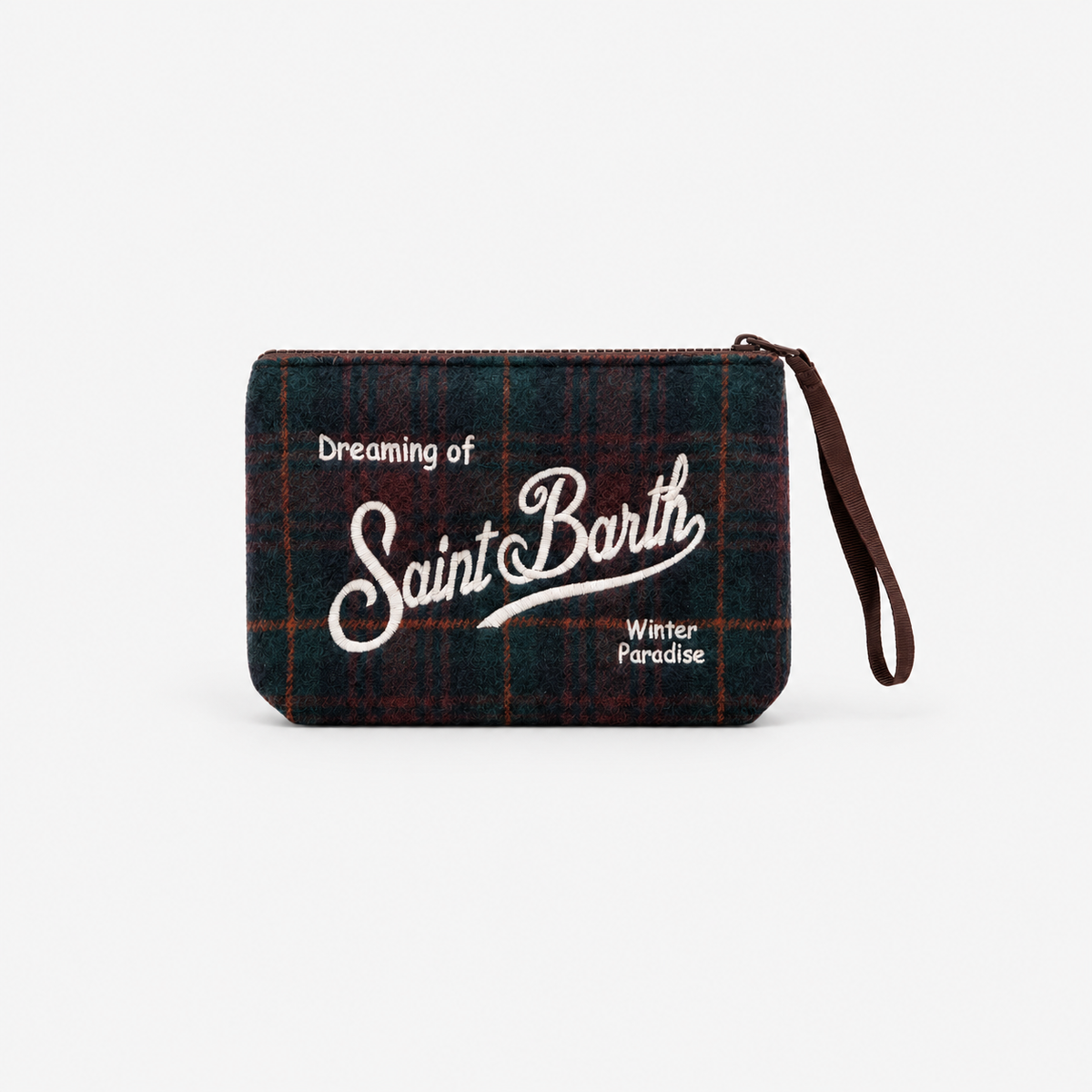 MC2 Saint Barth Pochette Donna Aline Wool Tartan Verde e Bordeaux