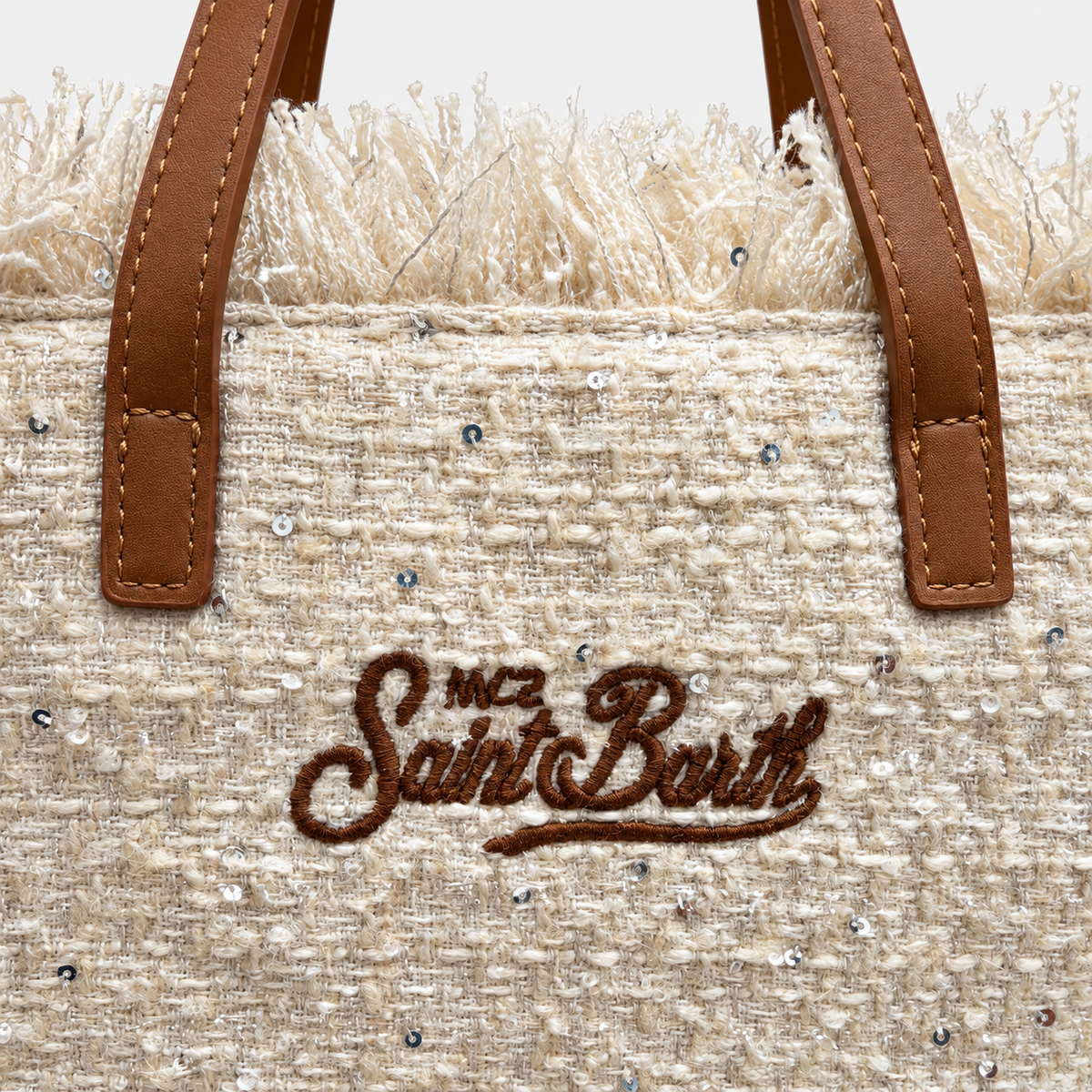 MC2 Saint Barth Borsa Donna Colette Tweed Panna con Mini Paillettes