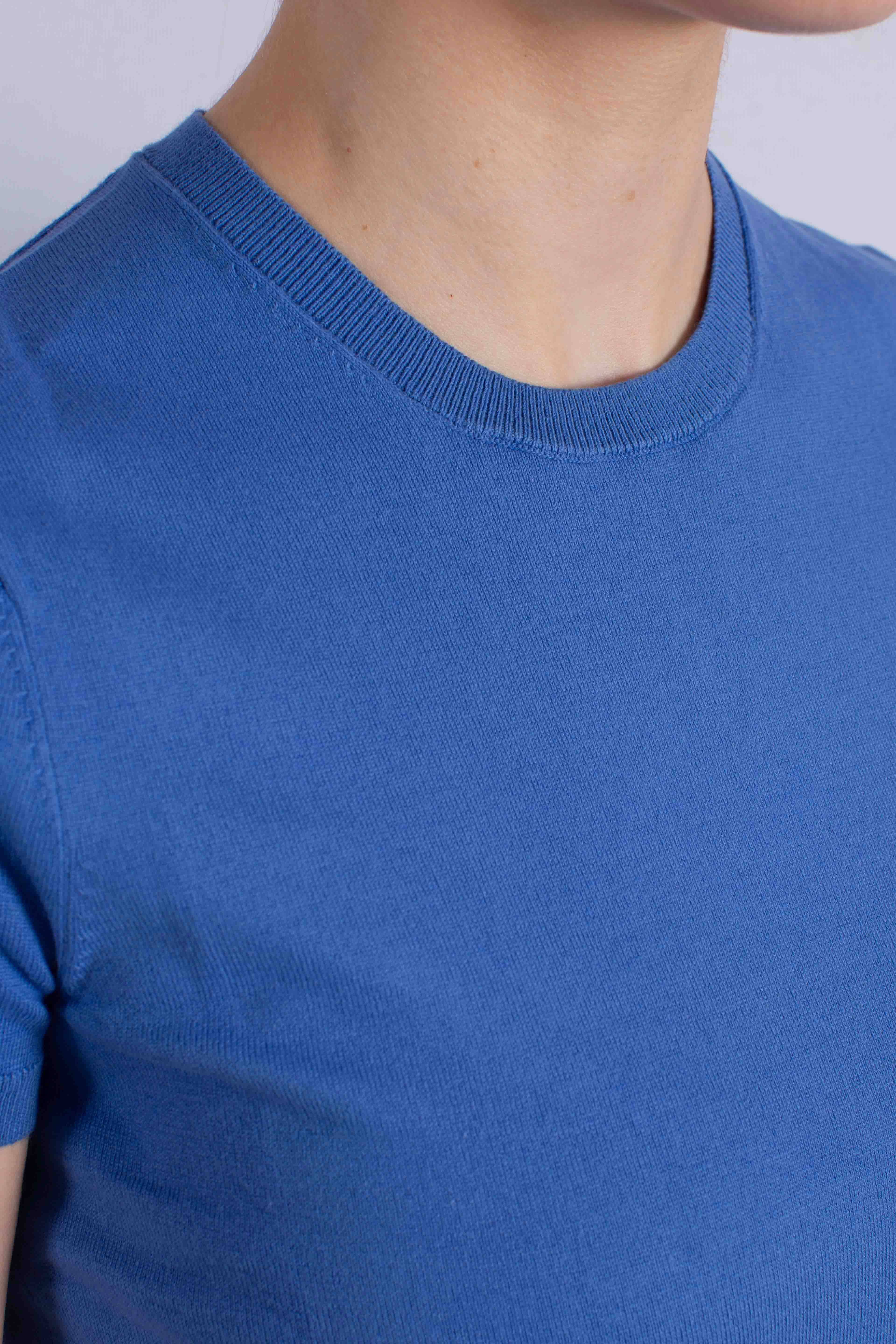 MAGLIA GIROCOLLO A MANICHE CORTE blue