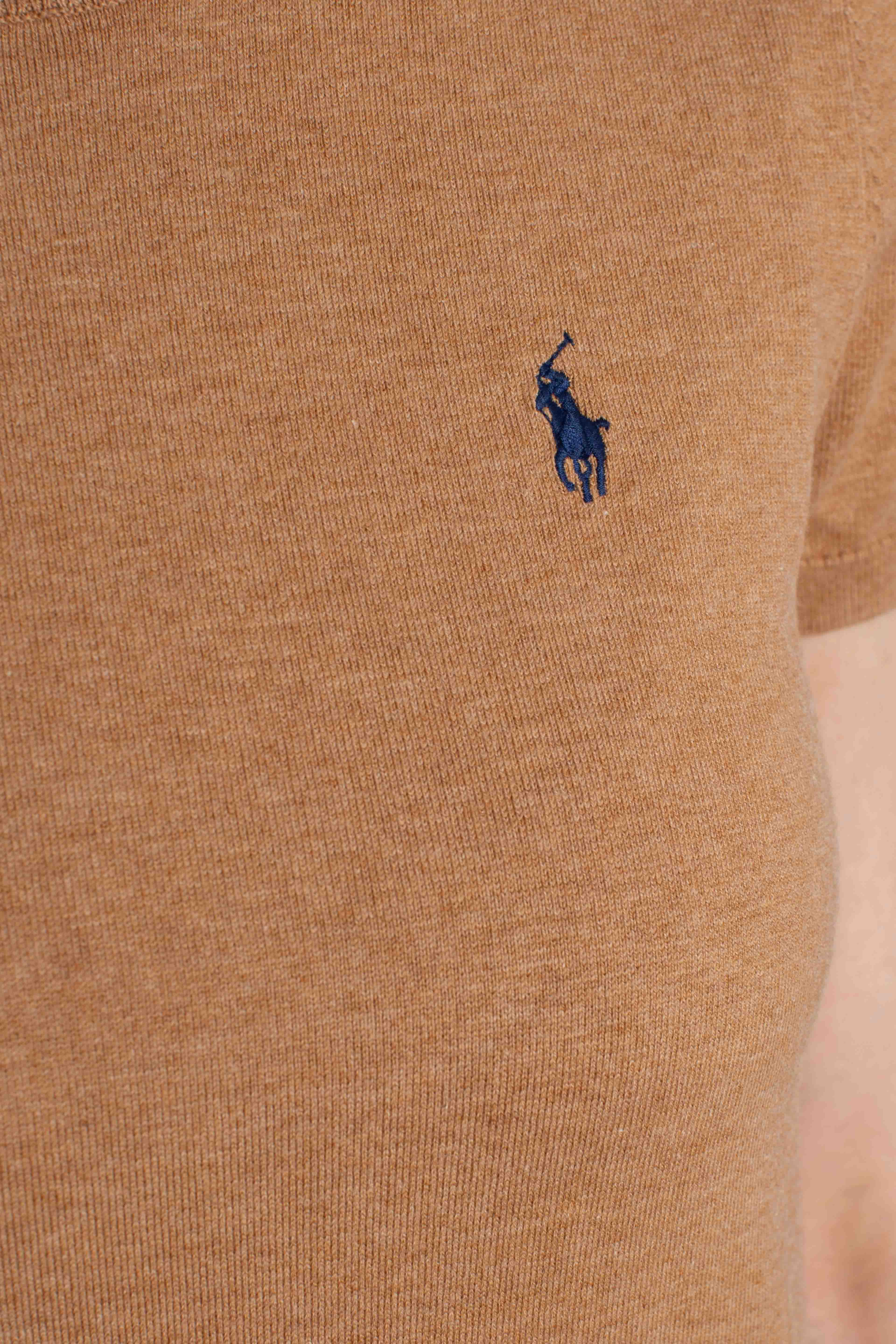 Maglione girocollo a maniche corte camel