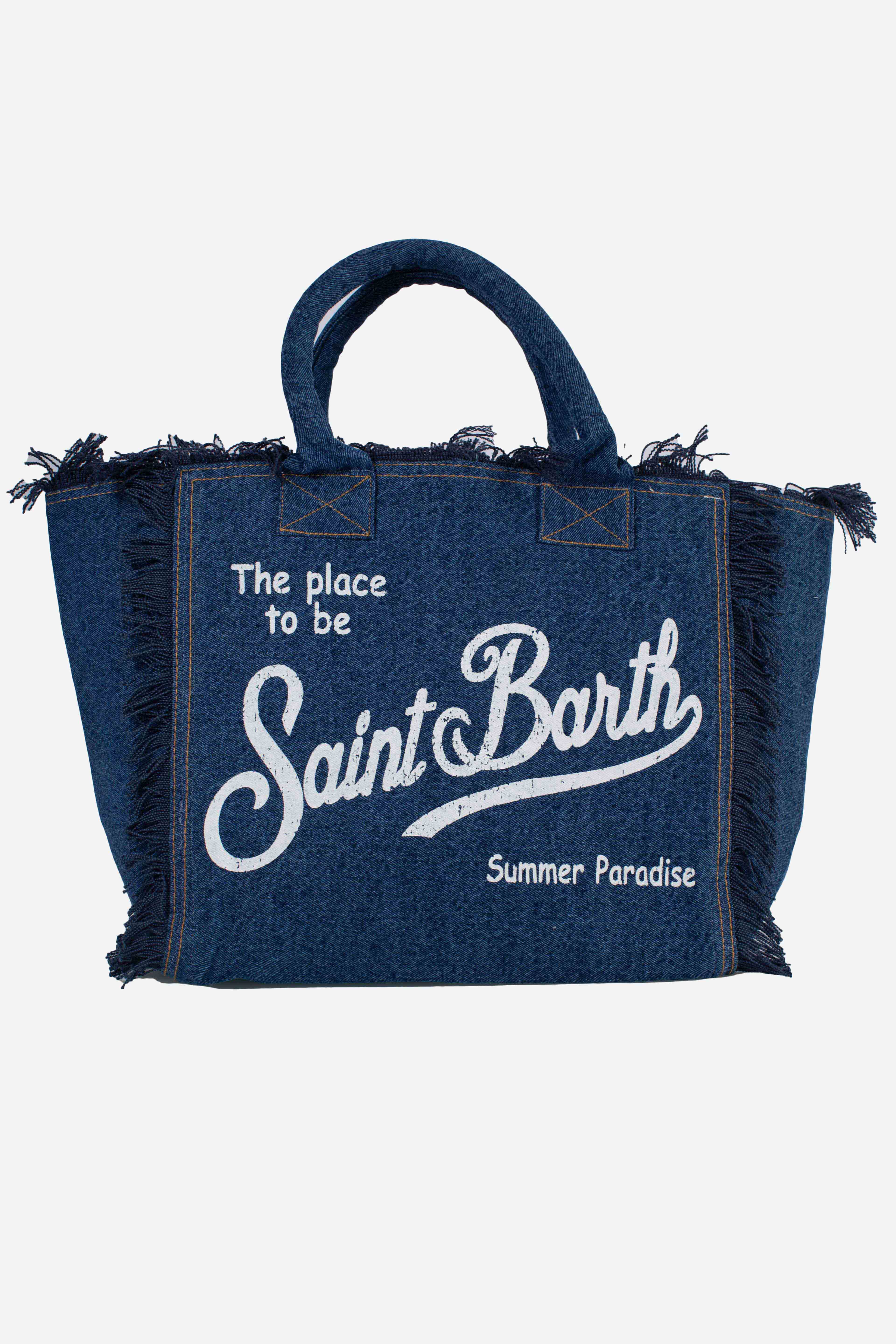 Borsa Vanity regular in denim dark con stampa bandana