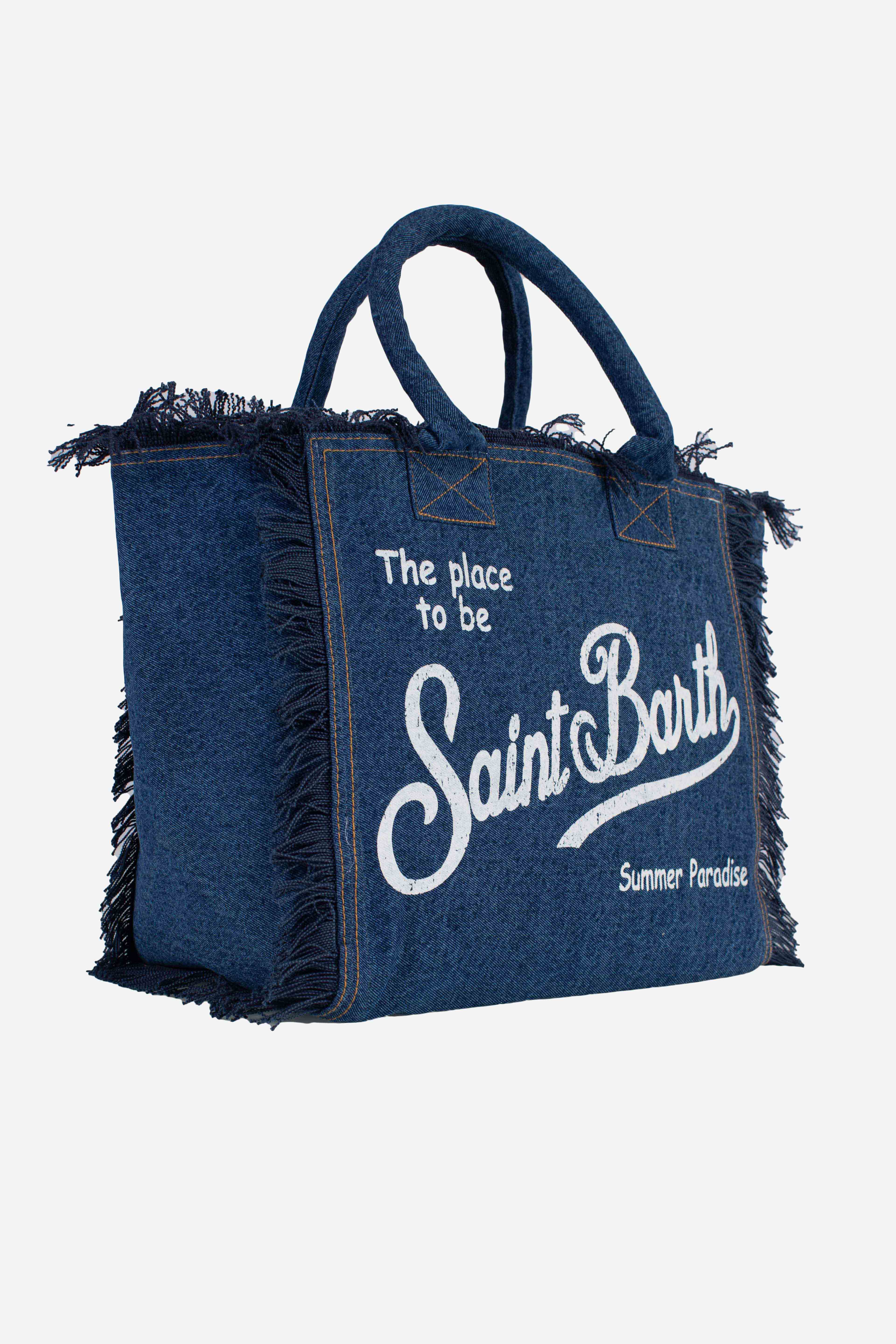 Borsa Vanity regular in denim dark con stampa bandana
