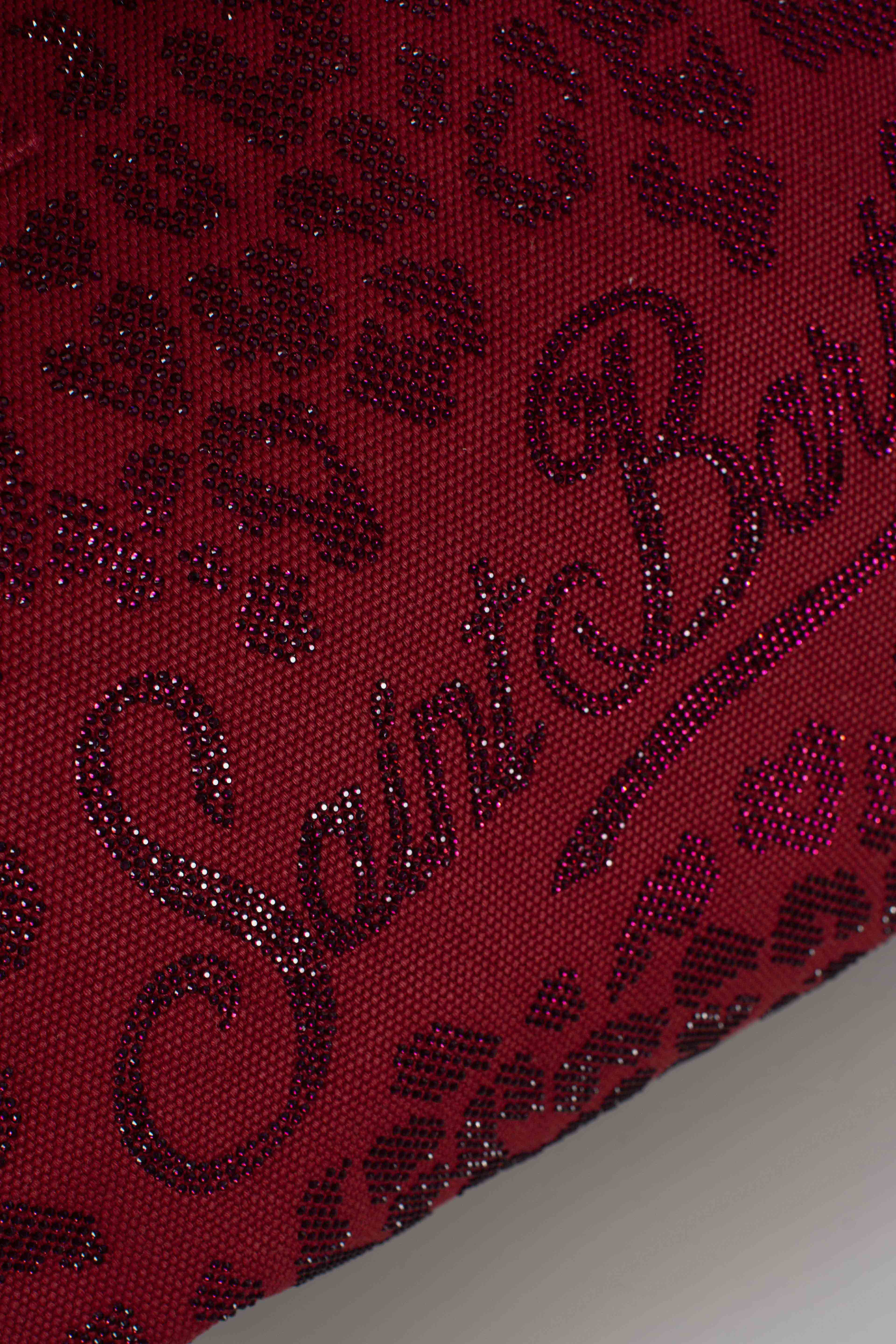 Borsa Vanity regular in canvas leopardato con strass