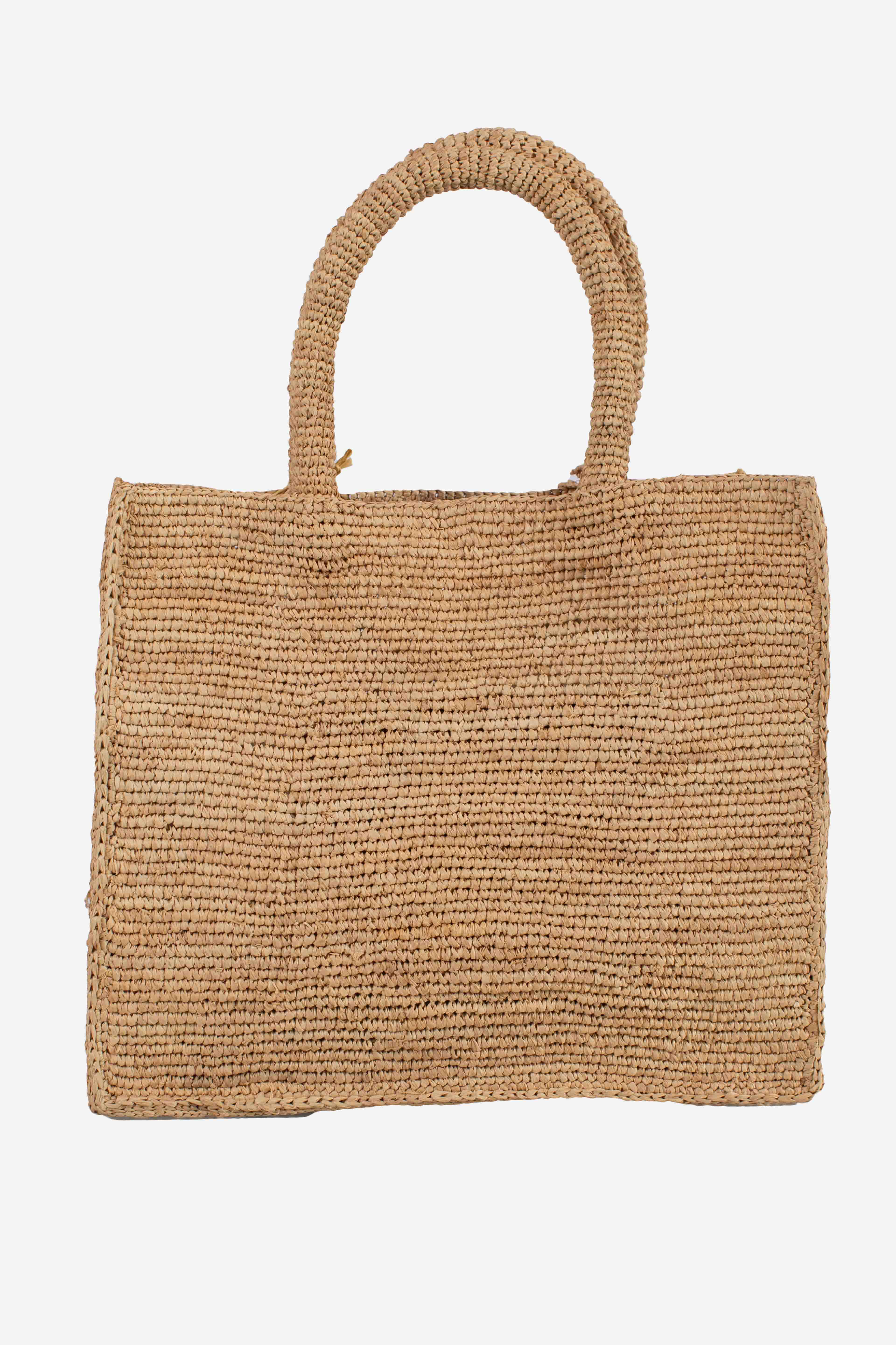 Borsa Colette in rafia con logo ricamato