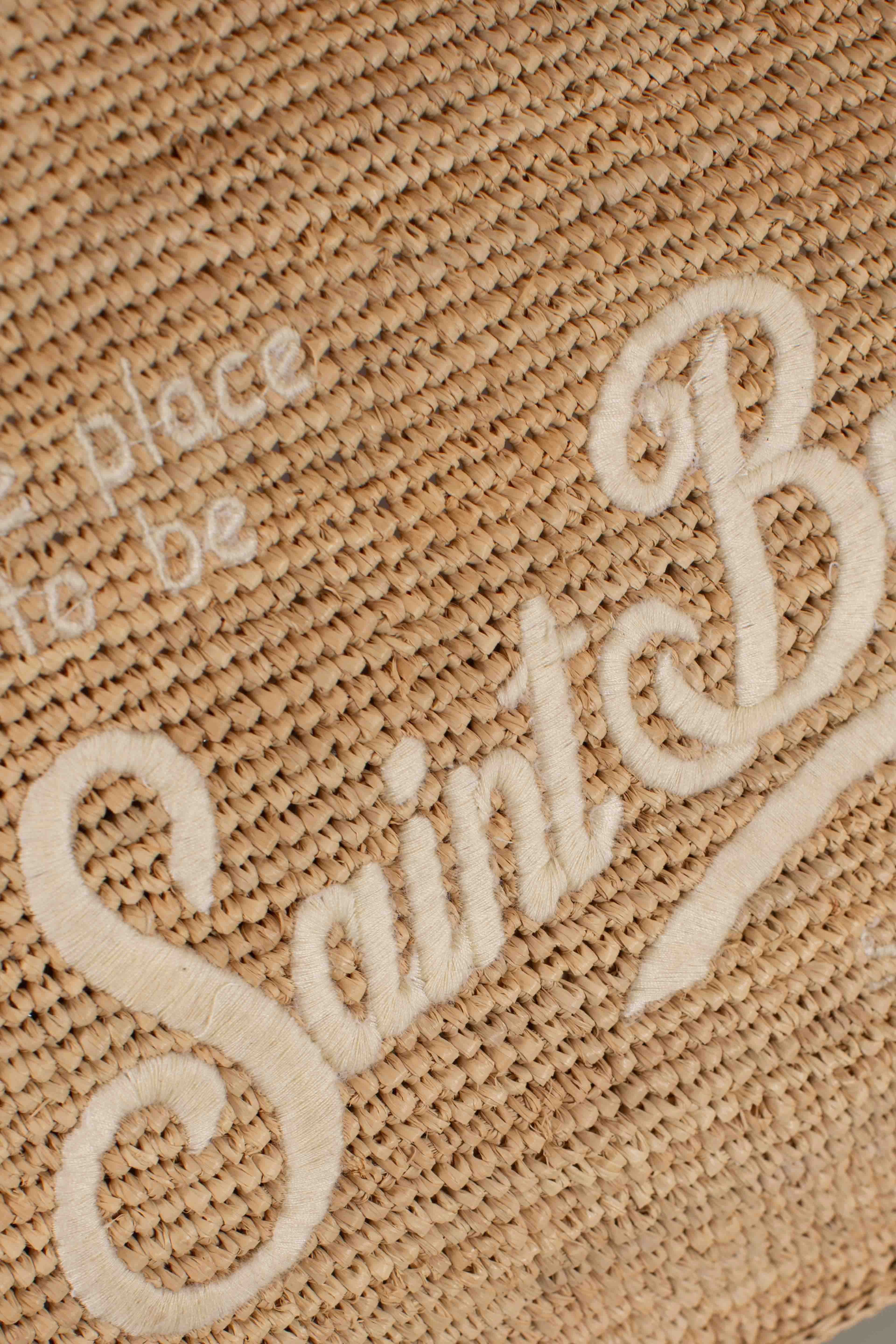 Borsa Colette in rafia con logo ricamato